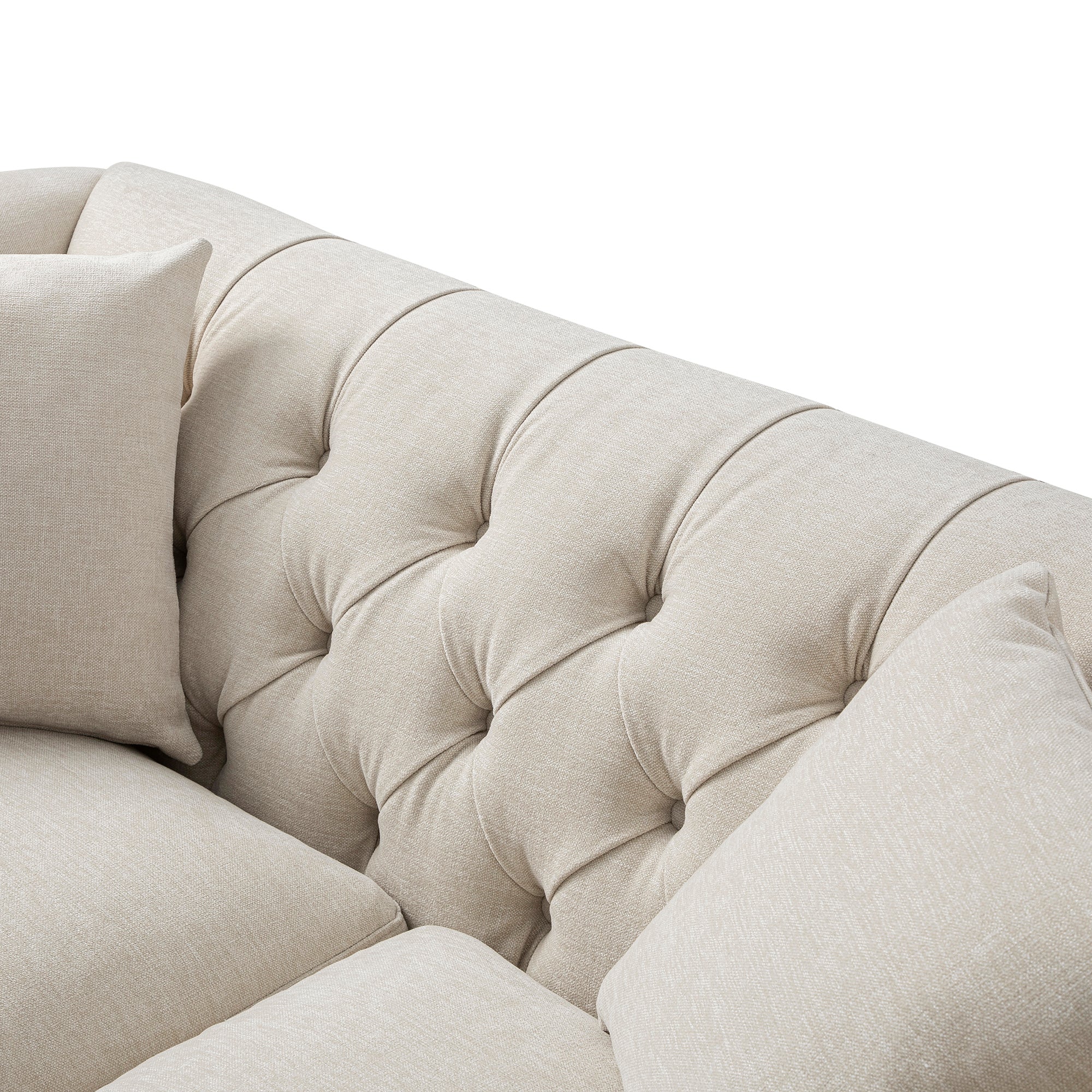 Ashby Chesterfield 2-Seater Sofa, Oatmeal Chenille - Image 14