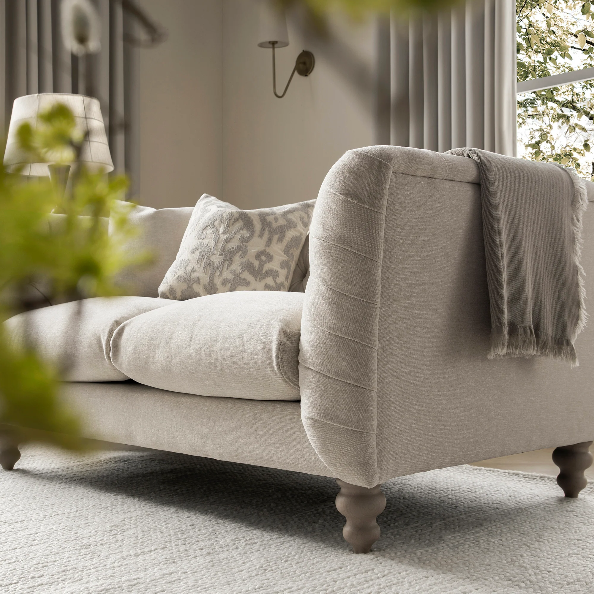 Ashby Chesterfield 2-Seater Sofa, Oatmeal Chenille - Image 5