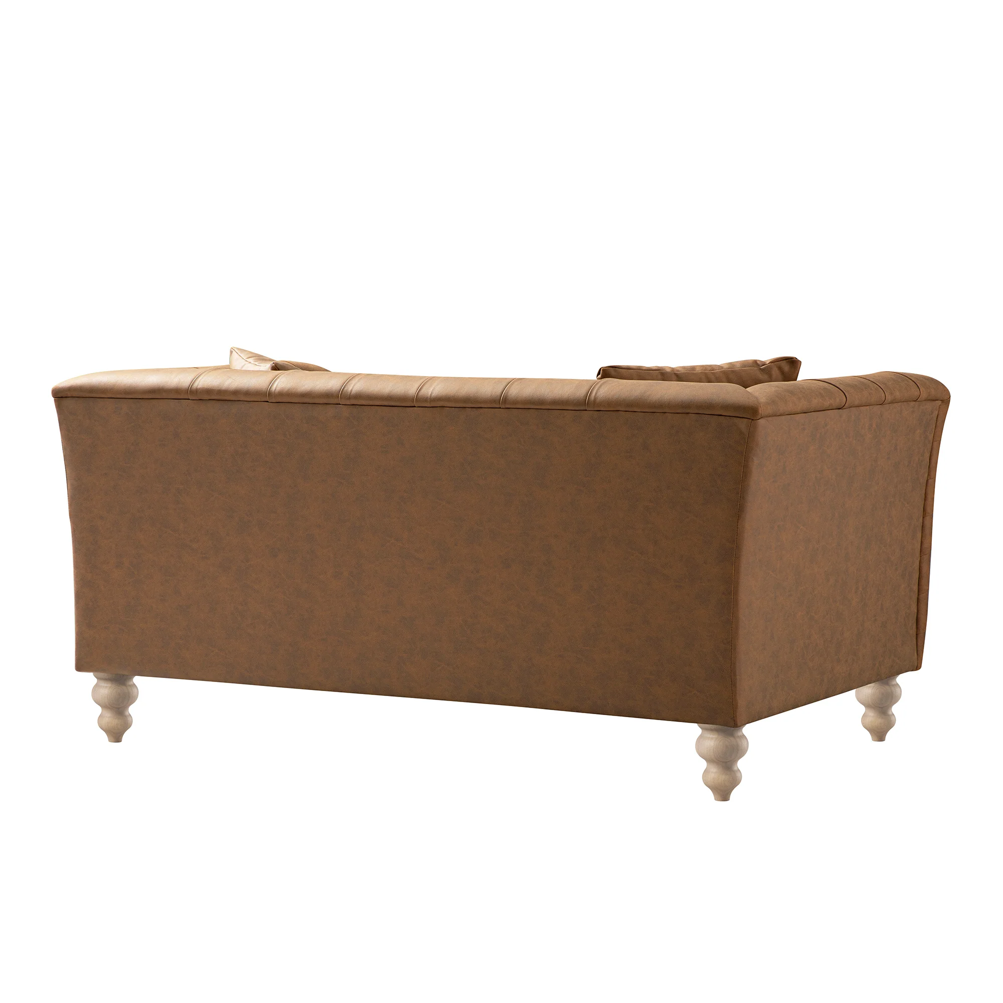 Ashby Chesterfield 2-Seater Sofa, Tan Faux Leather - Image 13