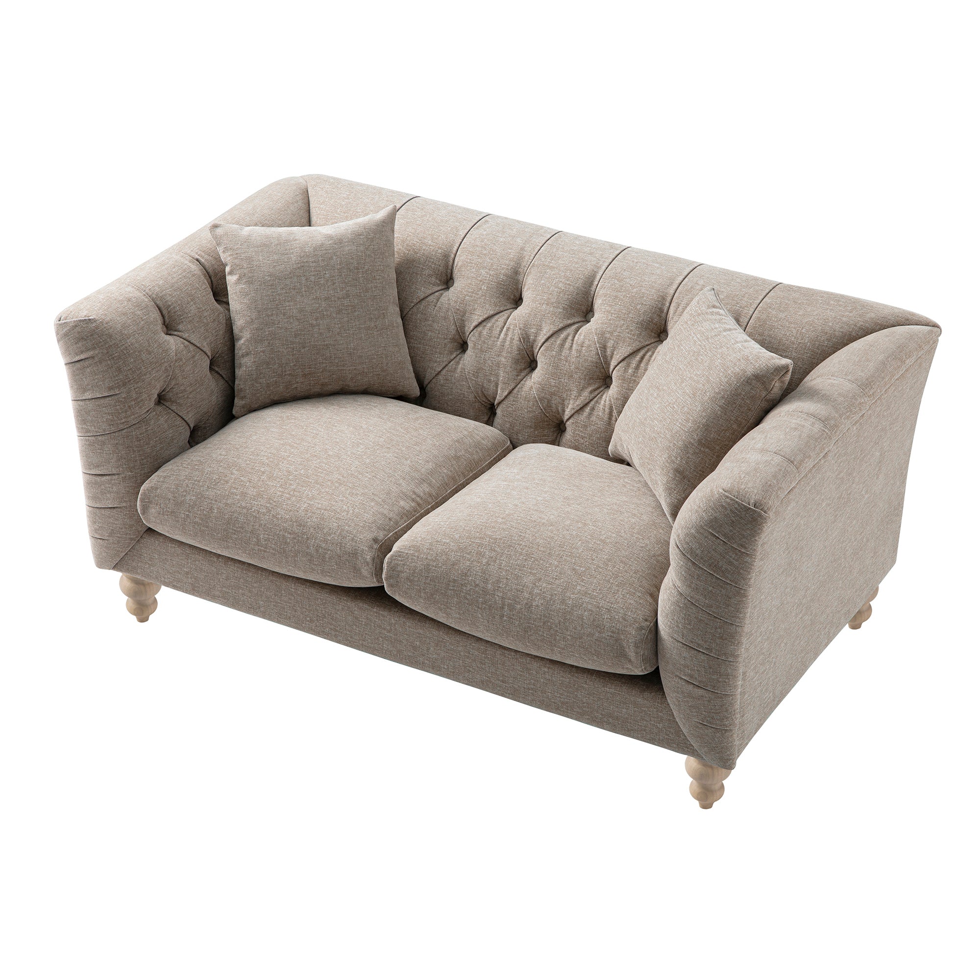 Ashby Chesterfield 2-Seater Sofa, Taupe Chenille - Image 11