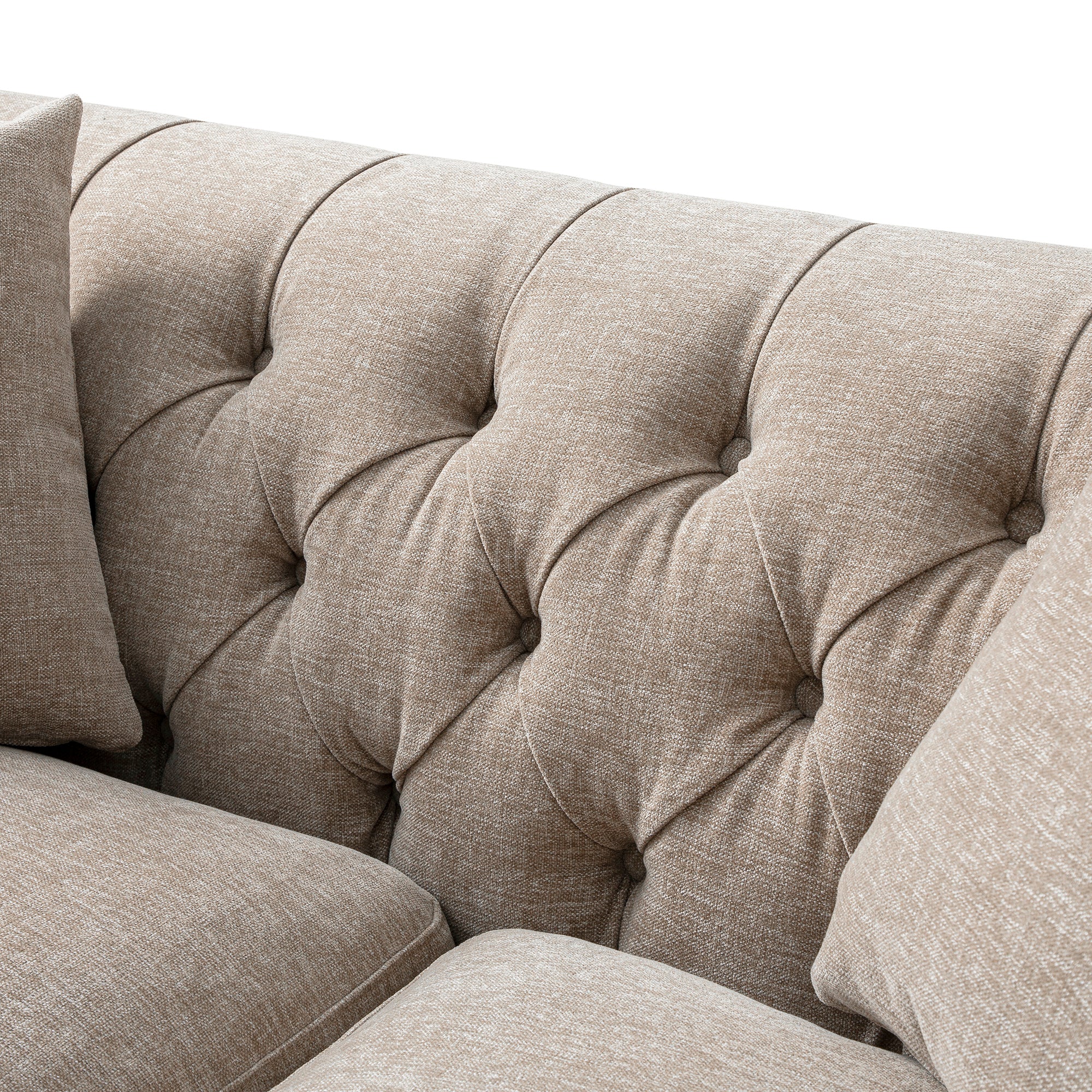 Ashby Chesterfield 2-Seater Sofa, Taupe Chenille - Image 16