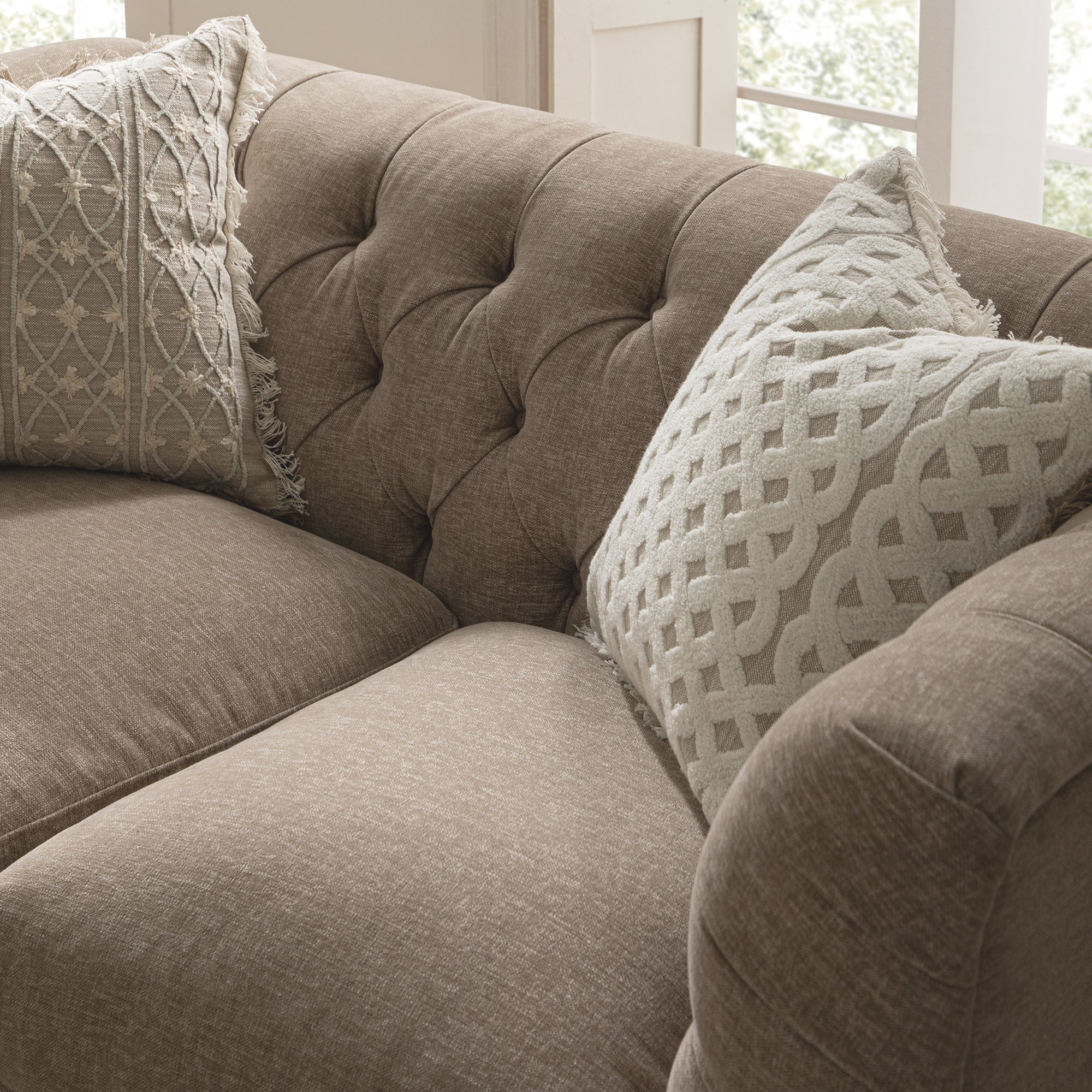 Ashby Chesterfield 2-Seater Sofa, Taupe Chenille - Image 4