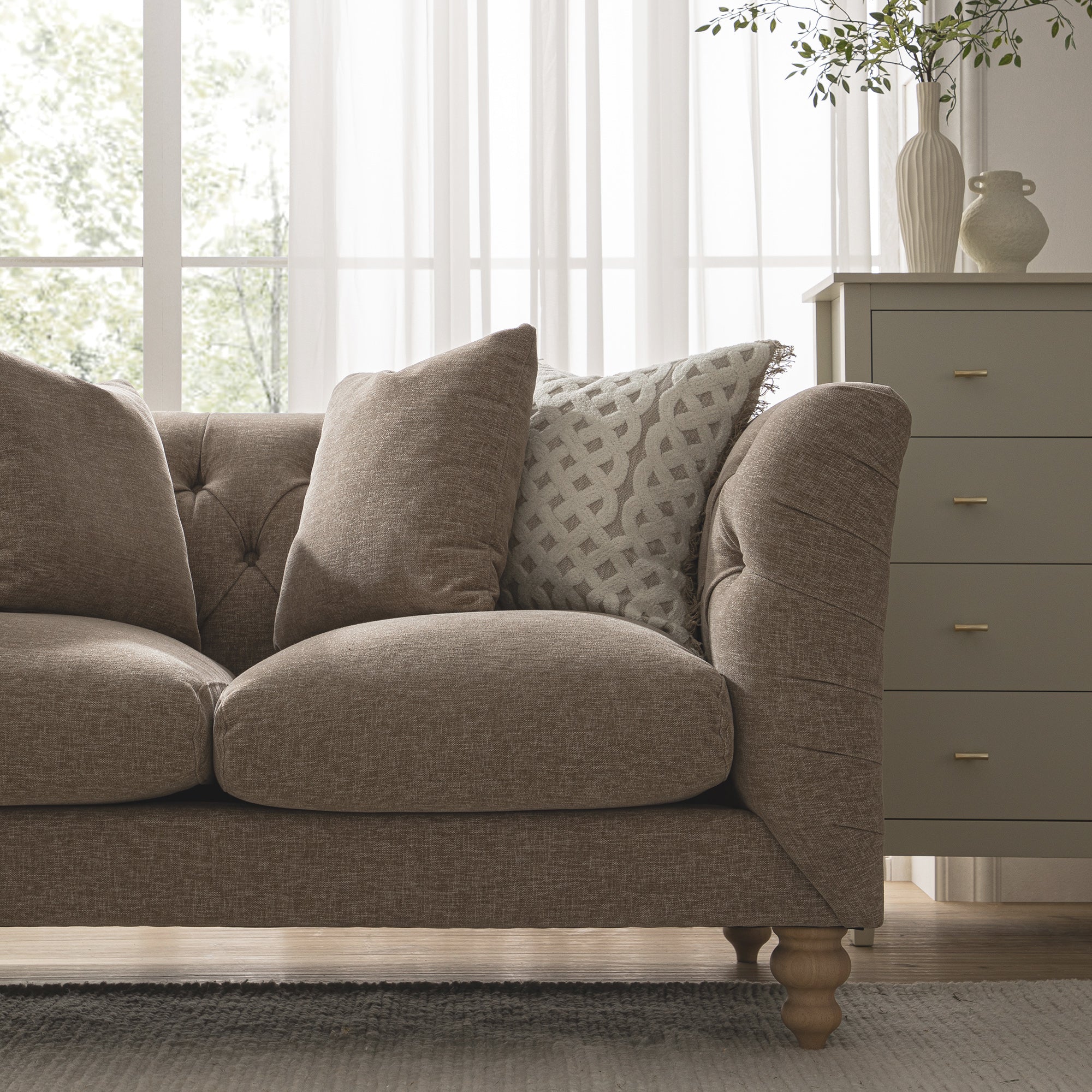Ashby Chesterfield 2-Seater Sofa, Taupe Chenille - Image 5