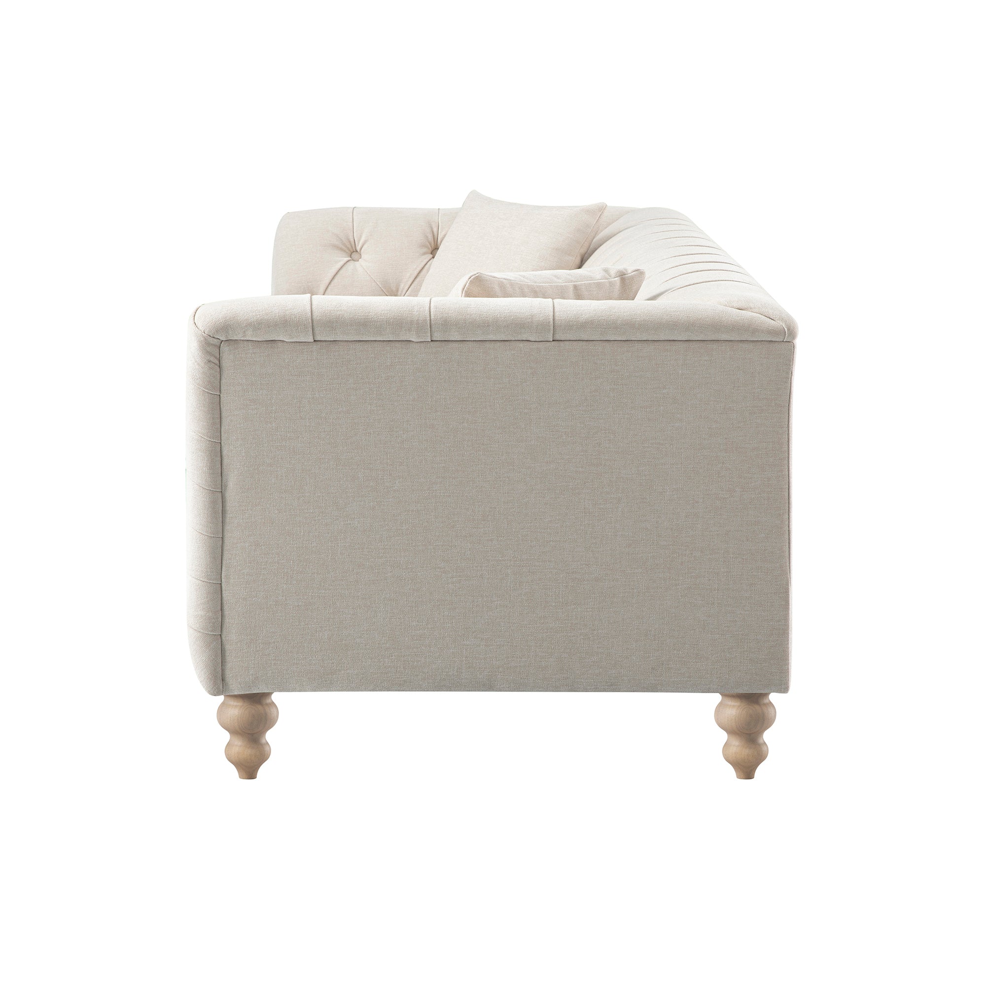 Ashby Chesterfield Large 3-Seater Sofa, Oatmeal Chenille - Image 11