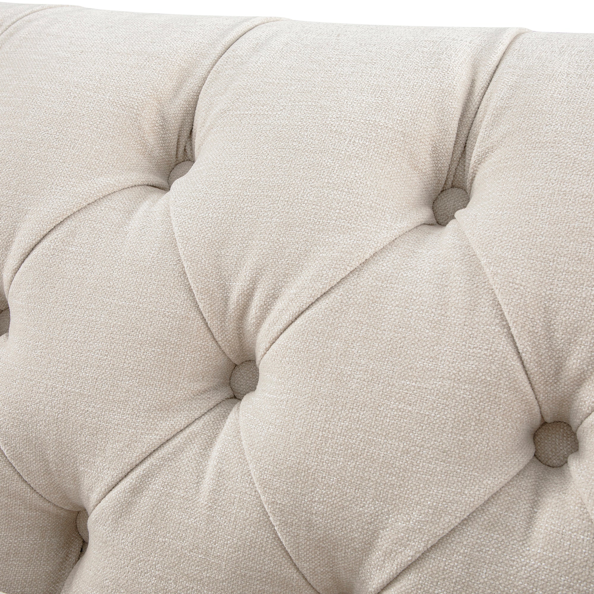 Ashby Chesterfield Large 3-Seater Sofa, Oatmeal Chenille - Image 15