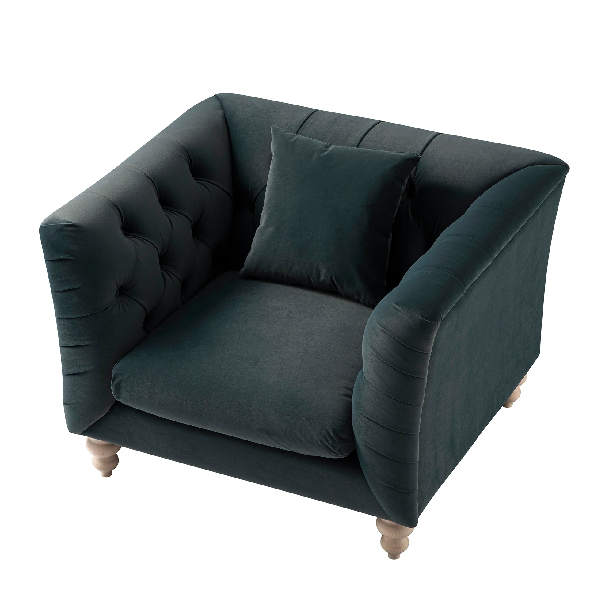 Ashby Chesterfield Armchair, Aegean Blue Velvet - Image 12