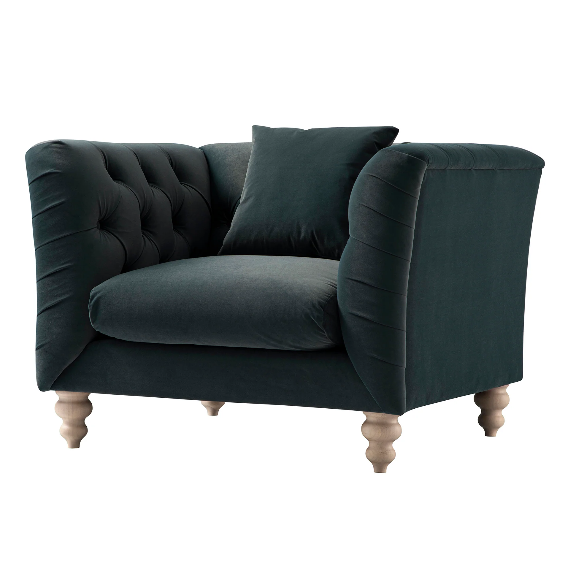 Ashby Chesterfield Armchair, Aegean Blue Velvet - Image 9