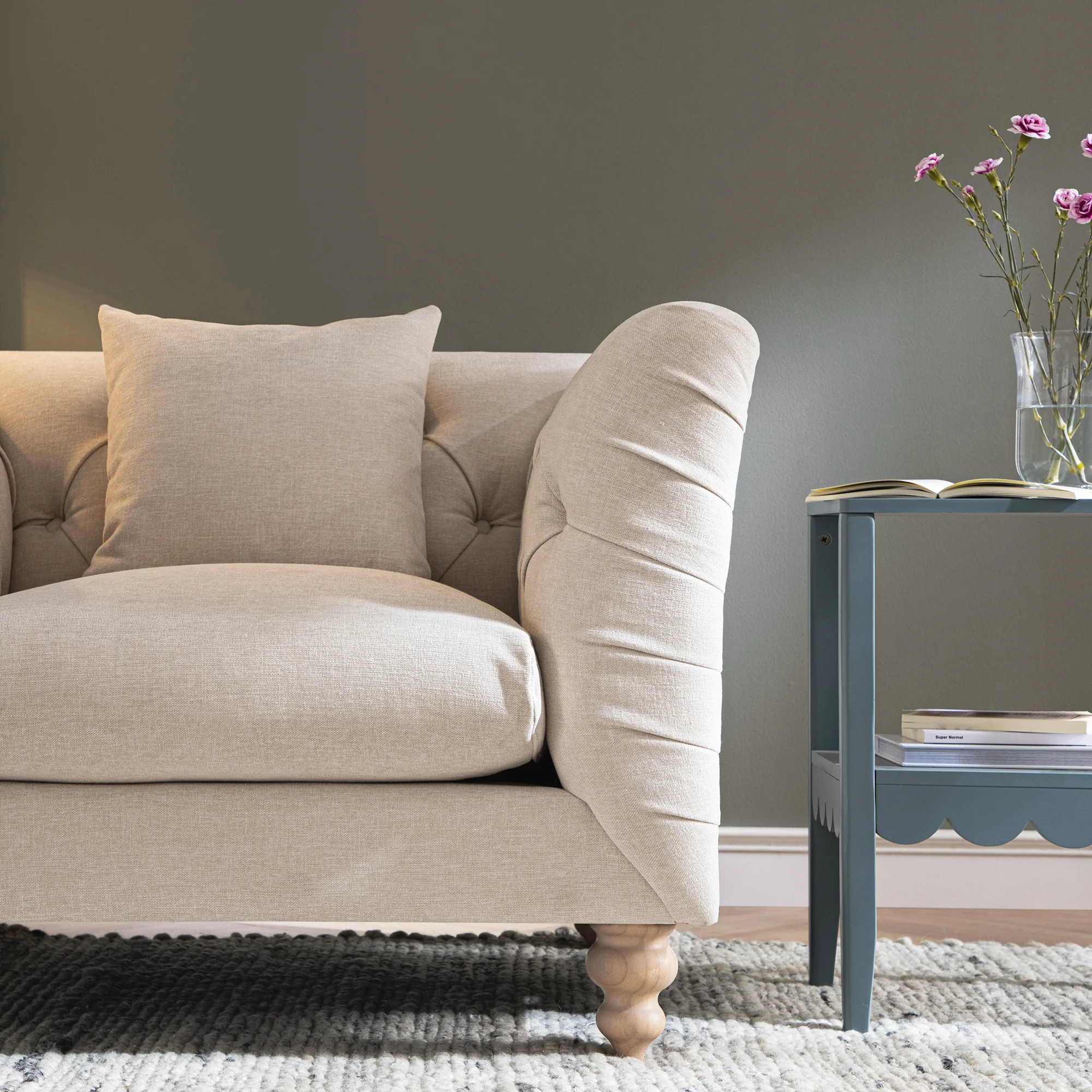 Ashby Chesterfield Armchair, Oatmeal Chenille - Image 4