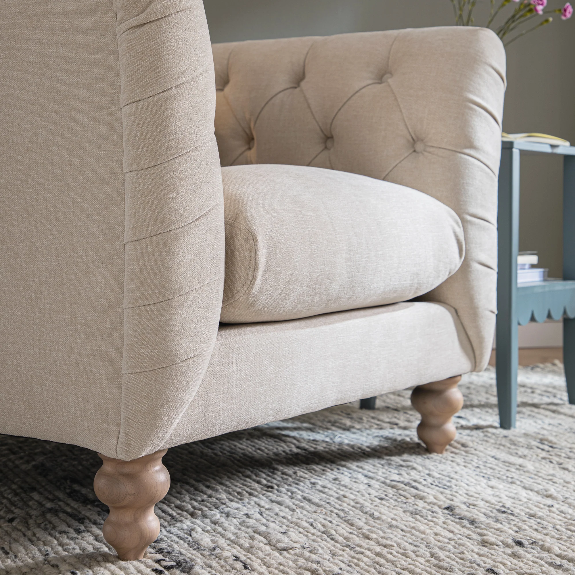 Ashby Chesterfield Armchair, Oatmeal Chenille - Image 5