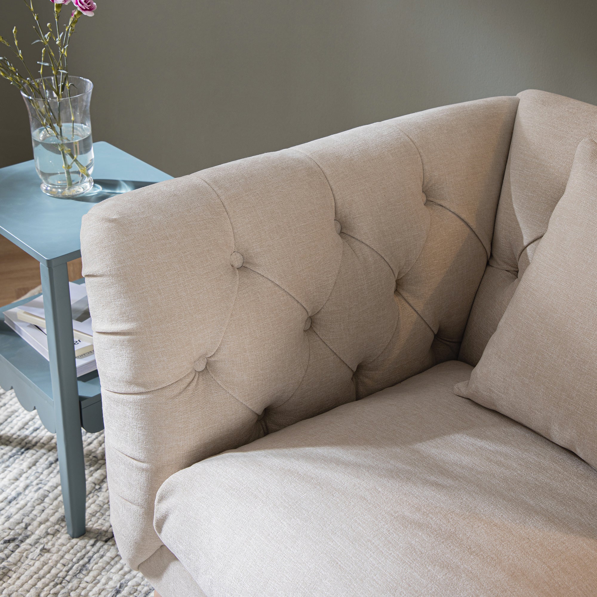 Ashby Chesterfield Armchair, Oatmeal Chenille - Image 6