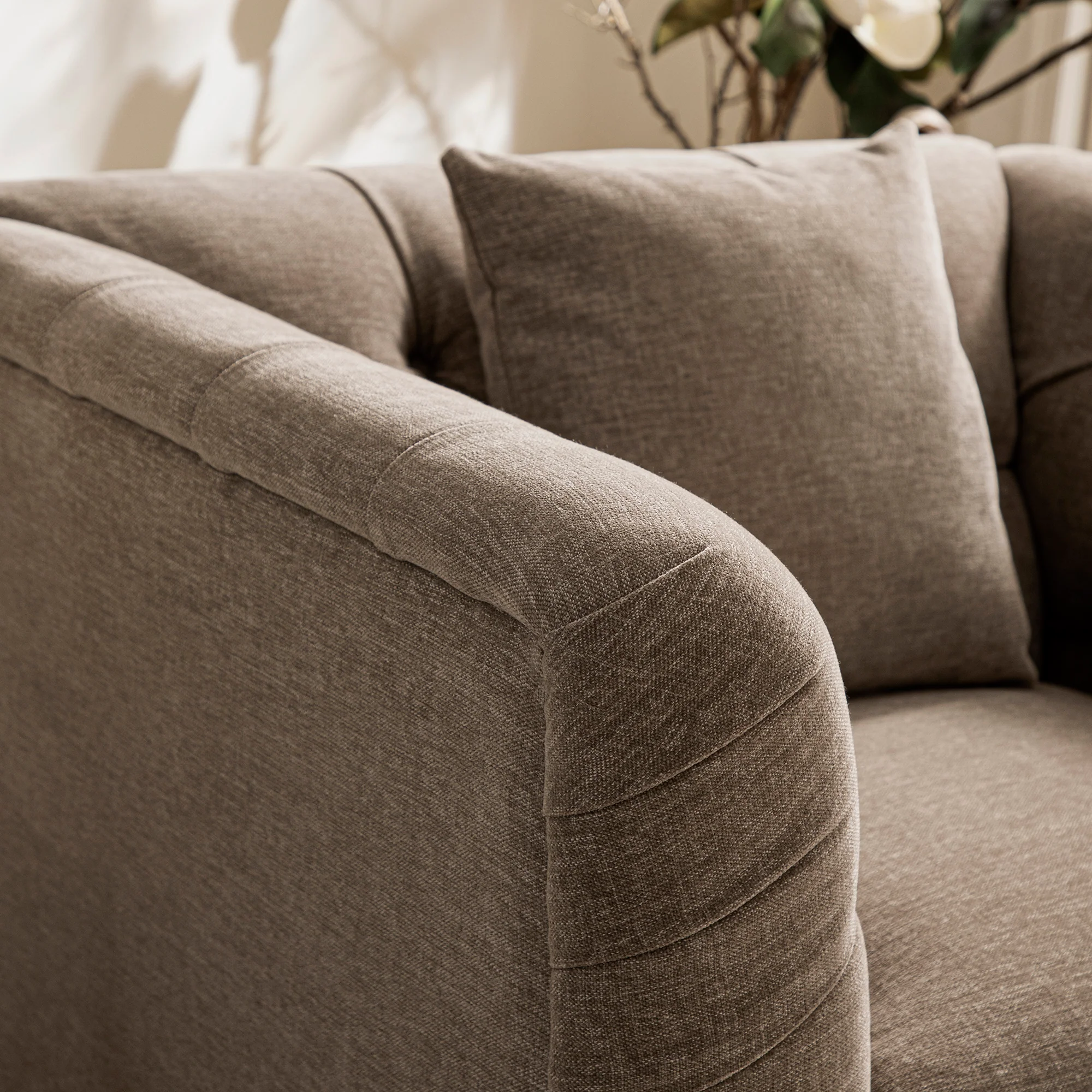 Ashby Chesterfield Armchair, Taupe Chenille - Image 6