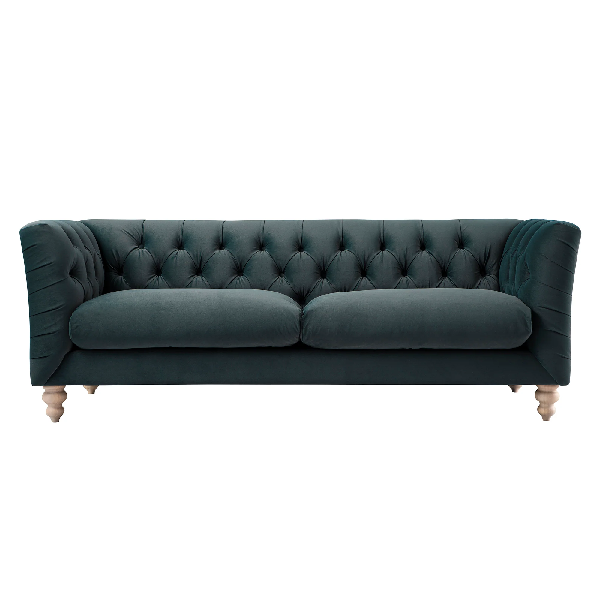 Ashby Chesterfield Large 3-Seater Sofa, Aegean Blue Velvet - Image 10