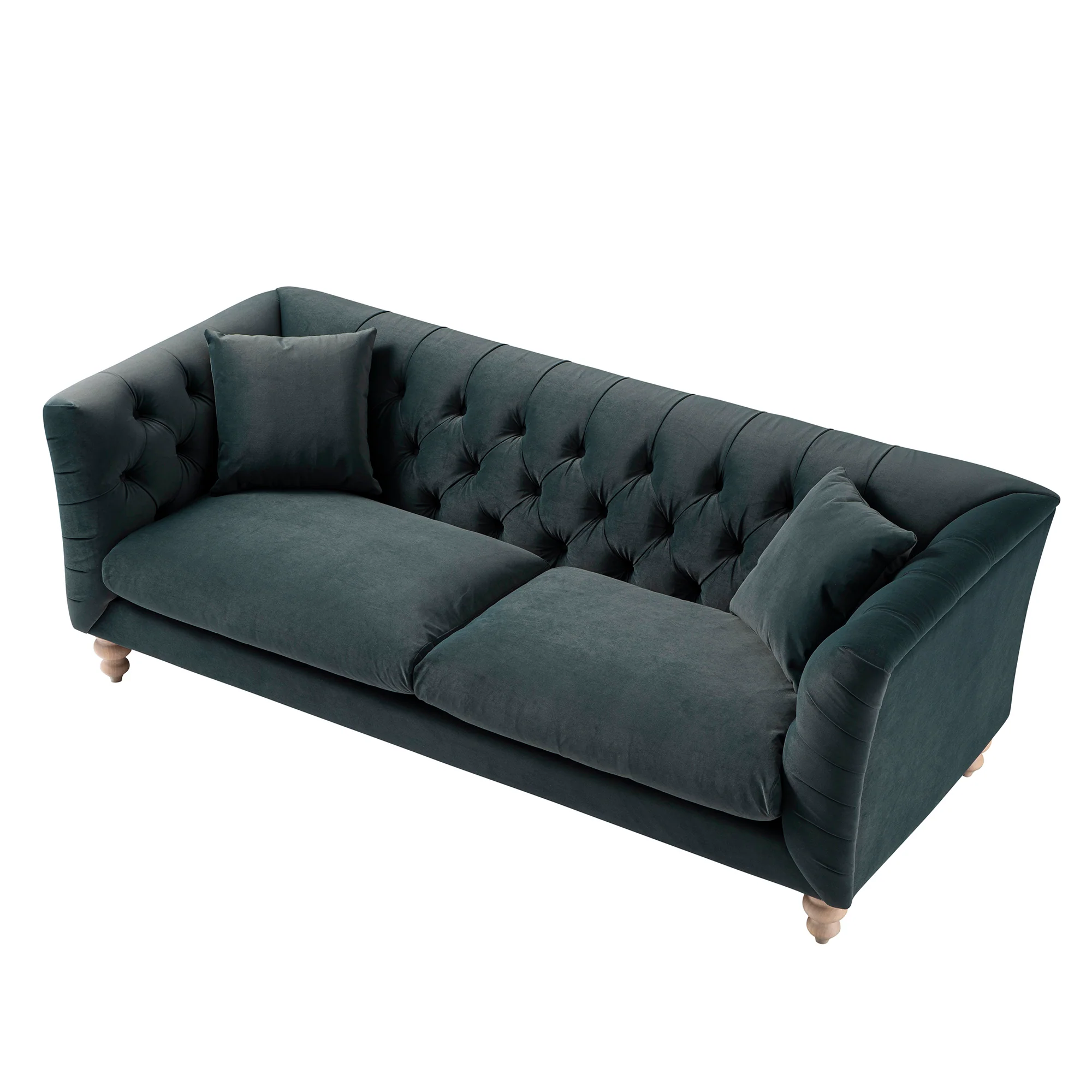 Ashby Chesterfield Large 3-Seater Sofa, Aegean Blue Velvet - Image 11