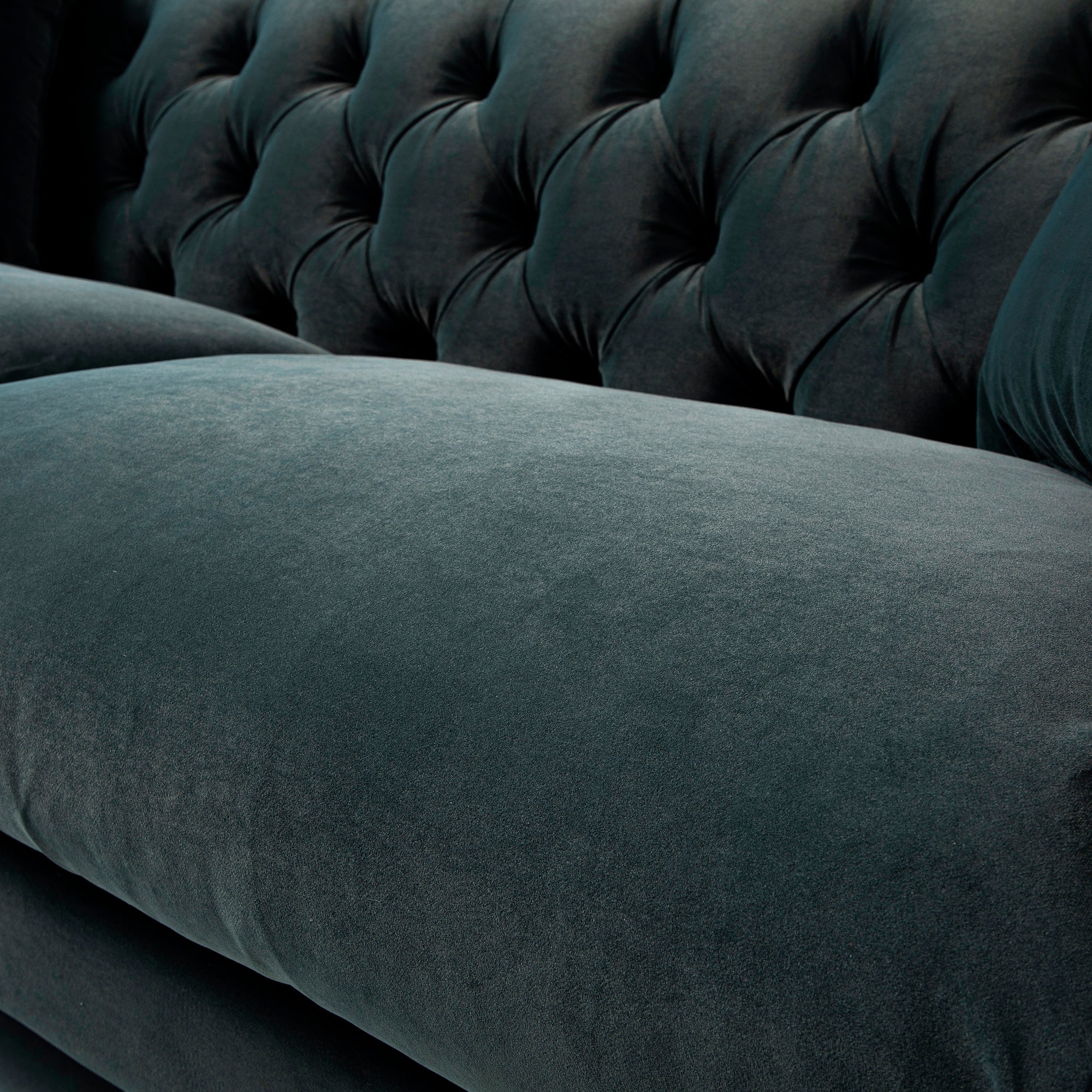 Ashby Chesterfield Large 3-Seater Sofa, Aegean Blue Velvet - Image 17