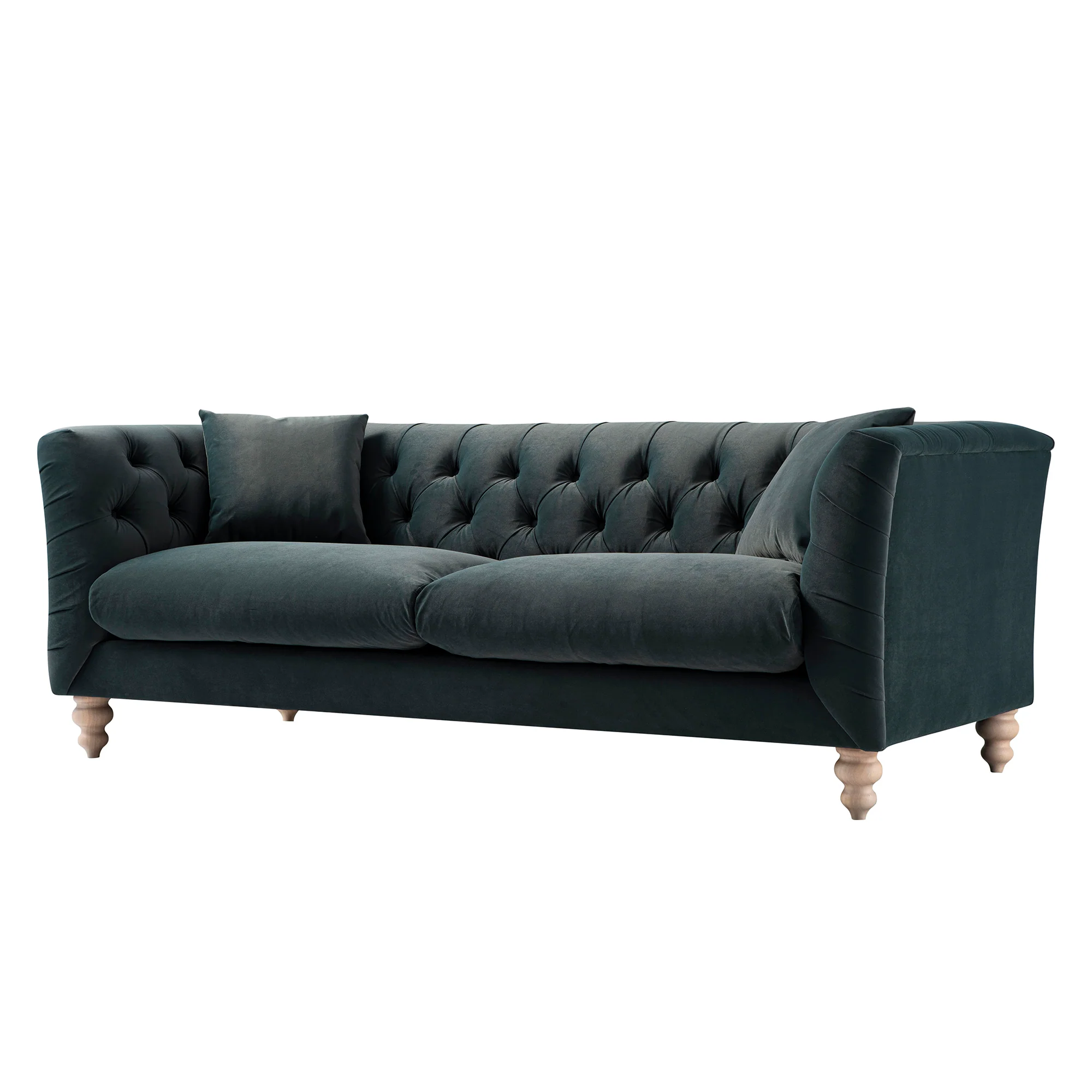 Ashby Chesterfield Large 3-Seater Sofa, Aegean Blue Velvet - Image 8