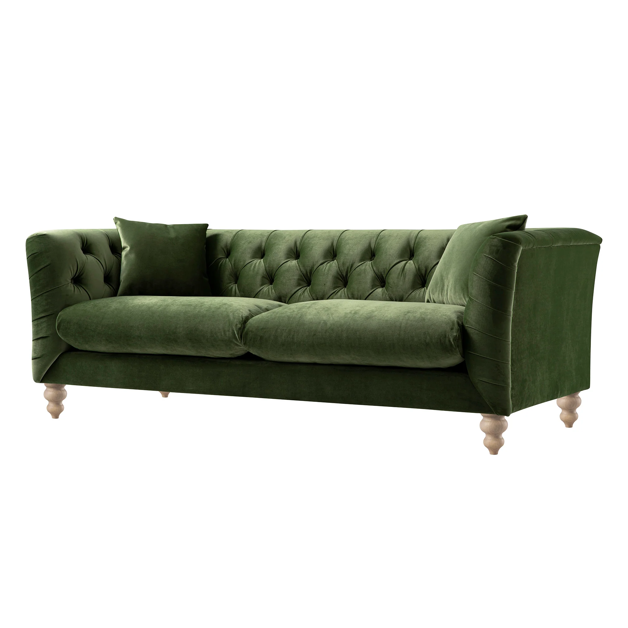 Ashby Chesterfield Large 3-Seater Sofa, Fern Green Velvet - Image 7