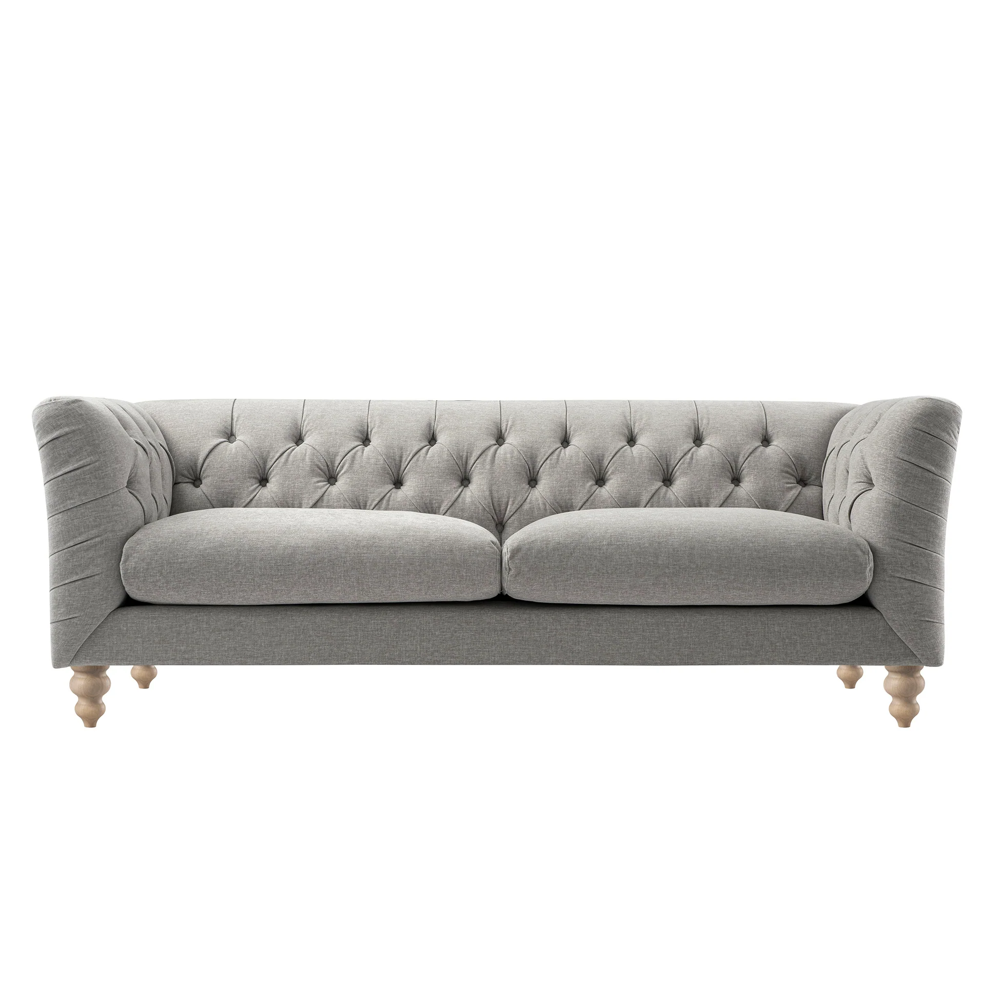Ashby Chesterfield Large 3-Seater Sofa, Mist Grey Chenille - Image 10