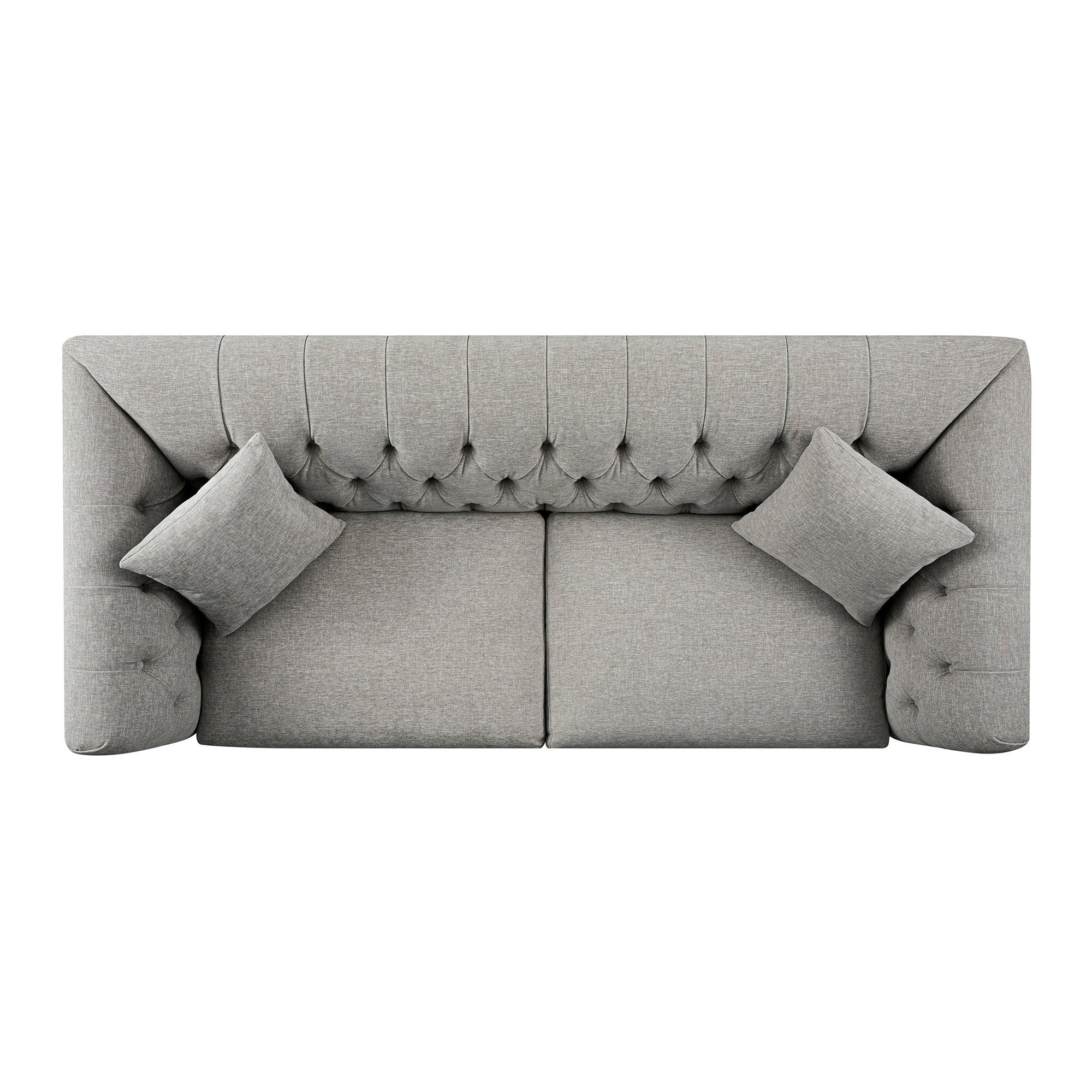 Ashby Chesterfield Large 3-Seater Sofa, Mist Grey Chenille - Image 13
