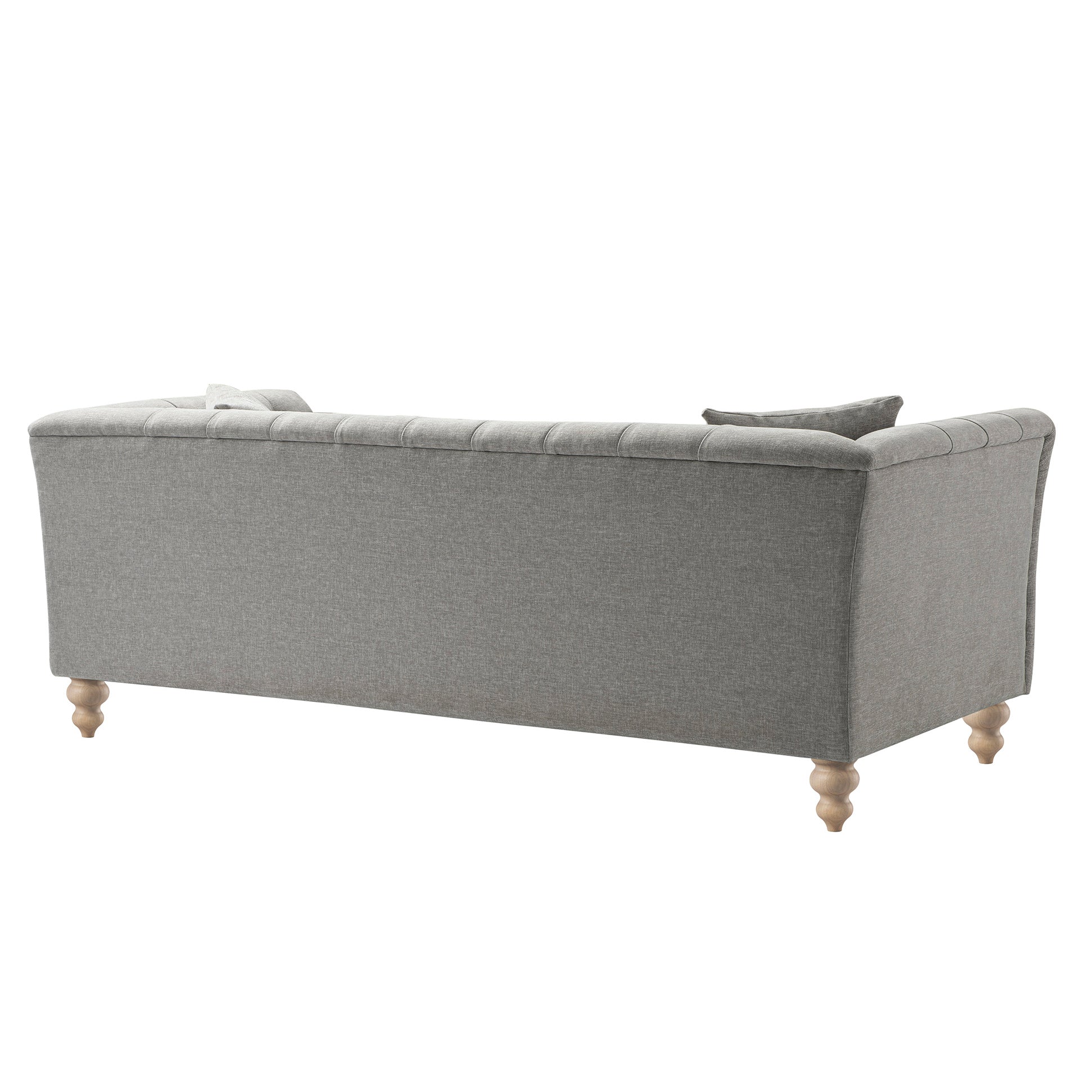Ashby Chesterfield Large 3-Seater Sofa, Mist Grey Chenille - Image 14