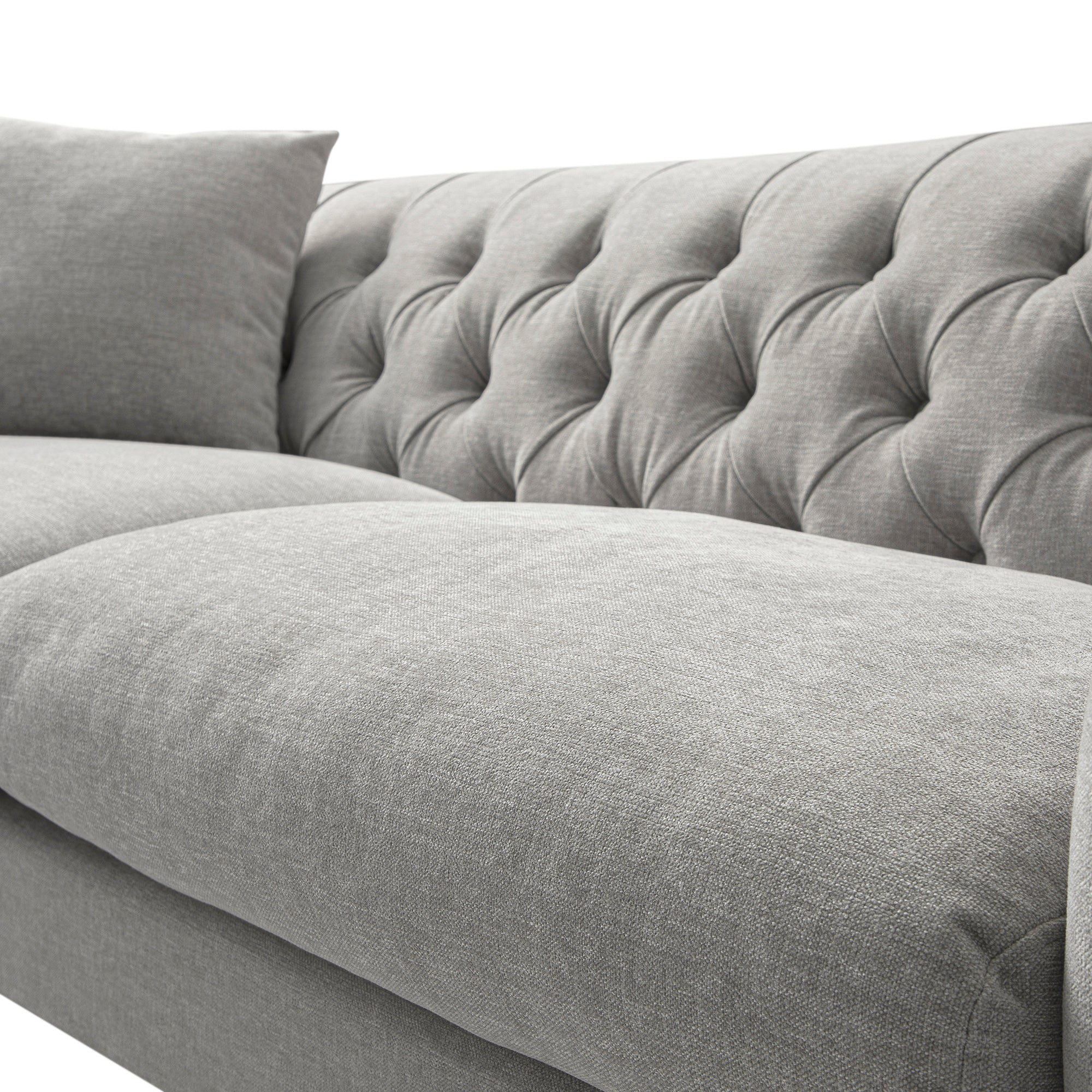 Ashby Chesterfield Large 3-Seater Sofa, Mist Grey Chenille - Image 15
