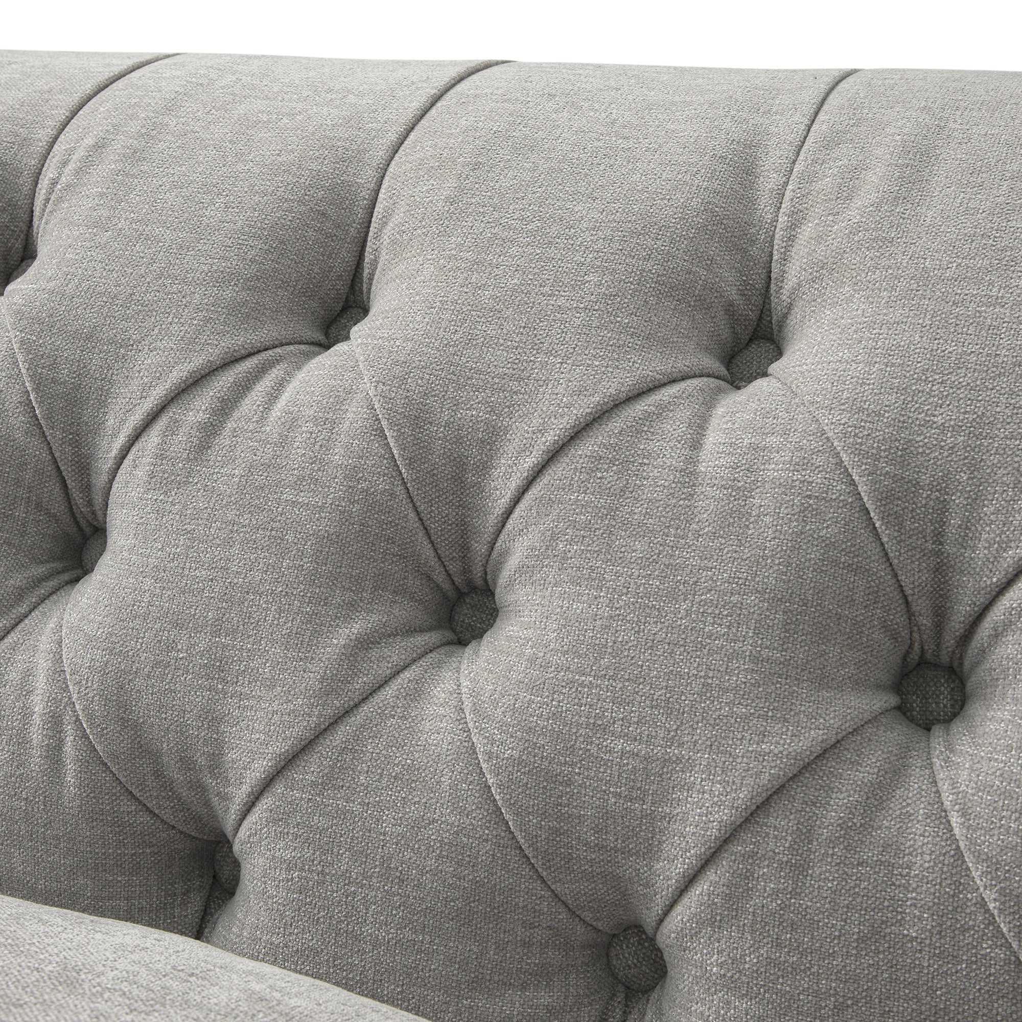 Ashby Chesterfield Large 3-Seater Sofa, Mist Grey Chenille - Image 16