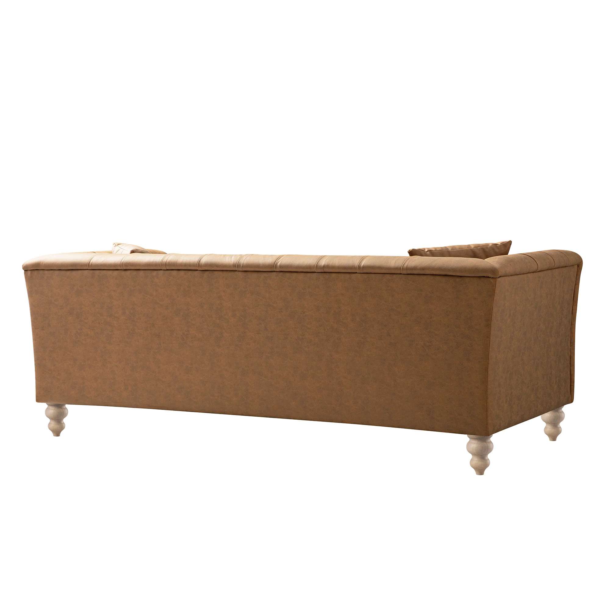 Ashby Chesterfield Large 3-Seater Sofa, Tan Faux Leather - Image 13