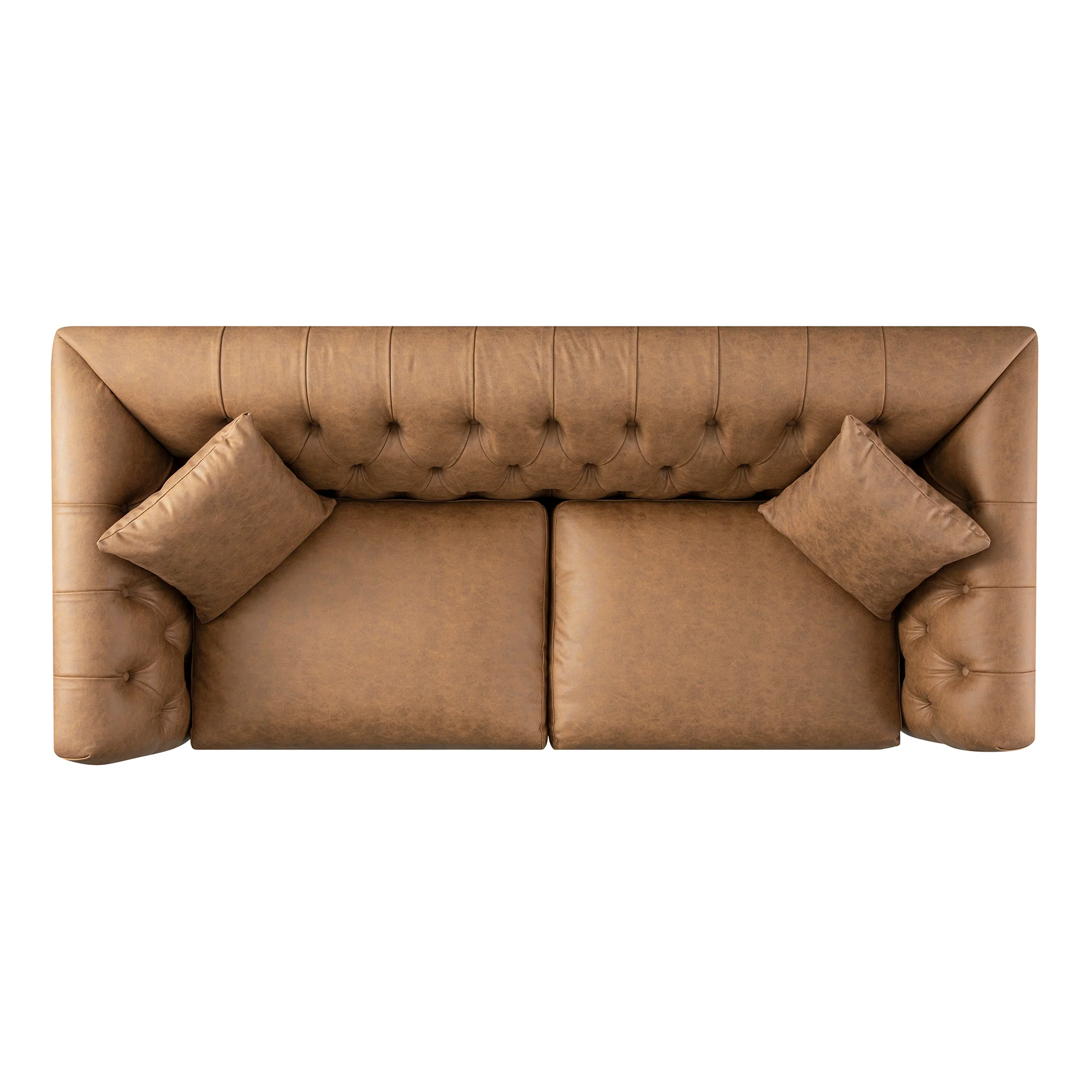 Ashby Chesterfield Large 3-Seater Sofa, Tan Faux Leather - Image 14