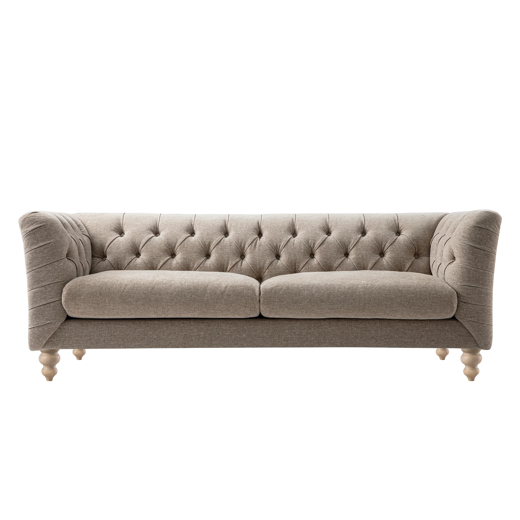Ashby Chesterfield Large 3-Seater Sofa, Taupe Chenille - Image 11