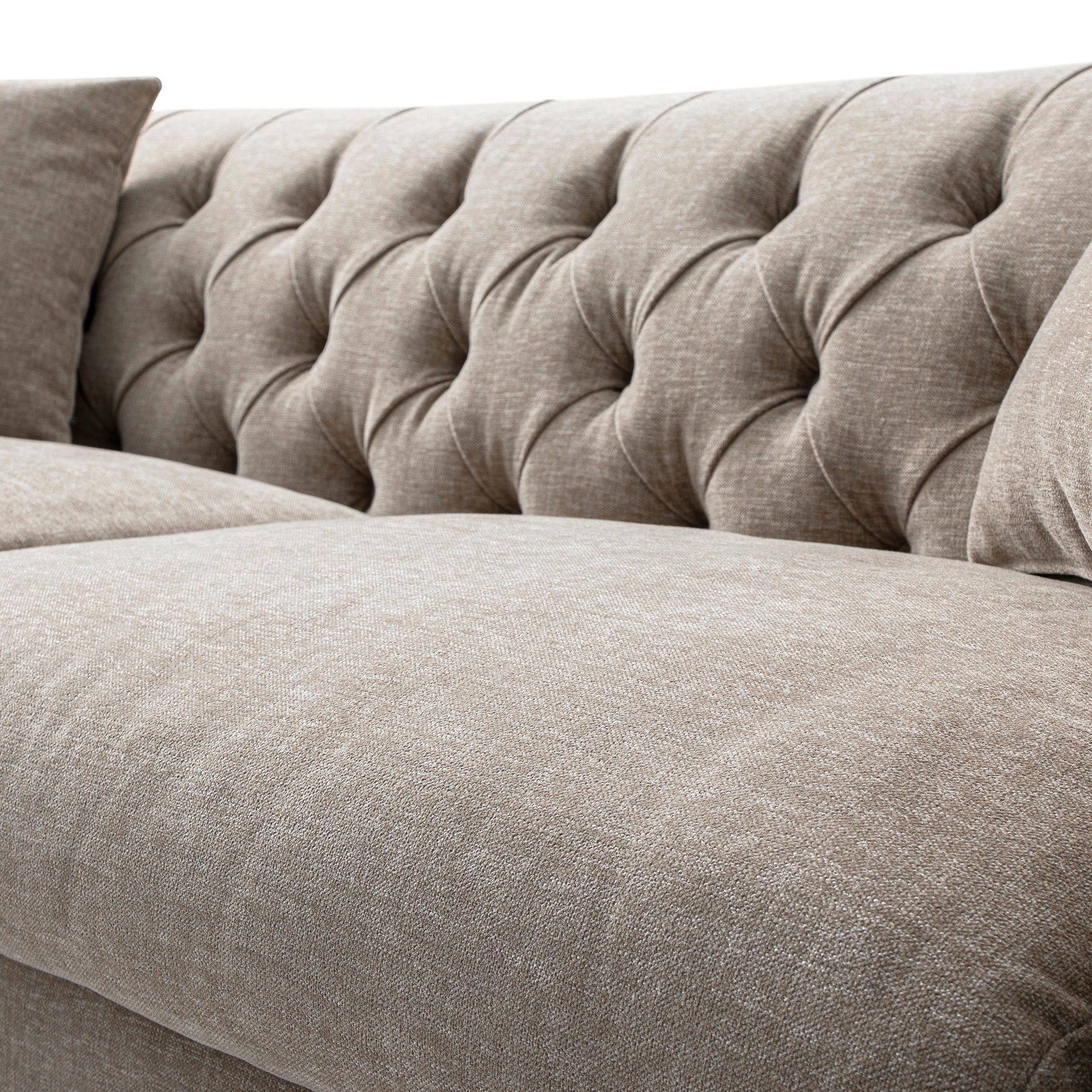 Ashby Chesterfield Large 3-Seater Sofa, Taupe Chenille - Image 16