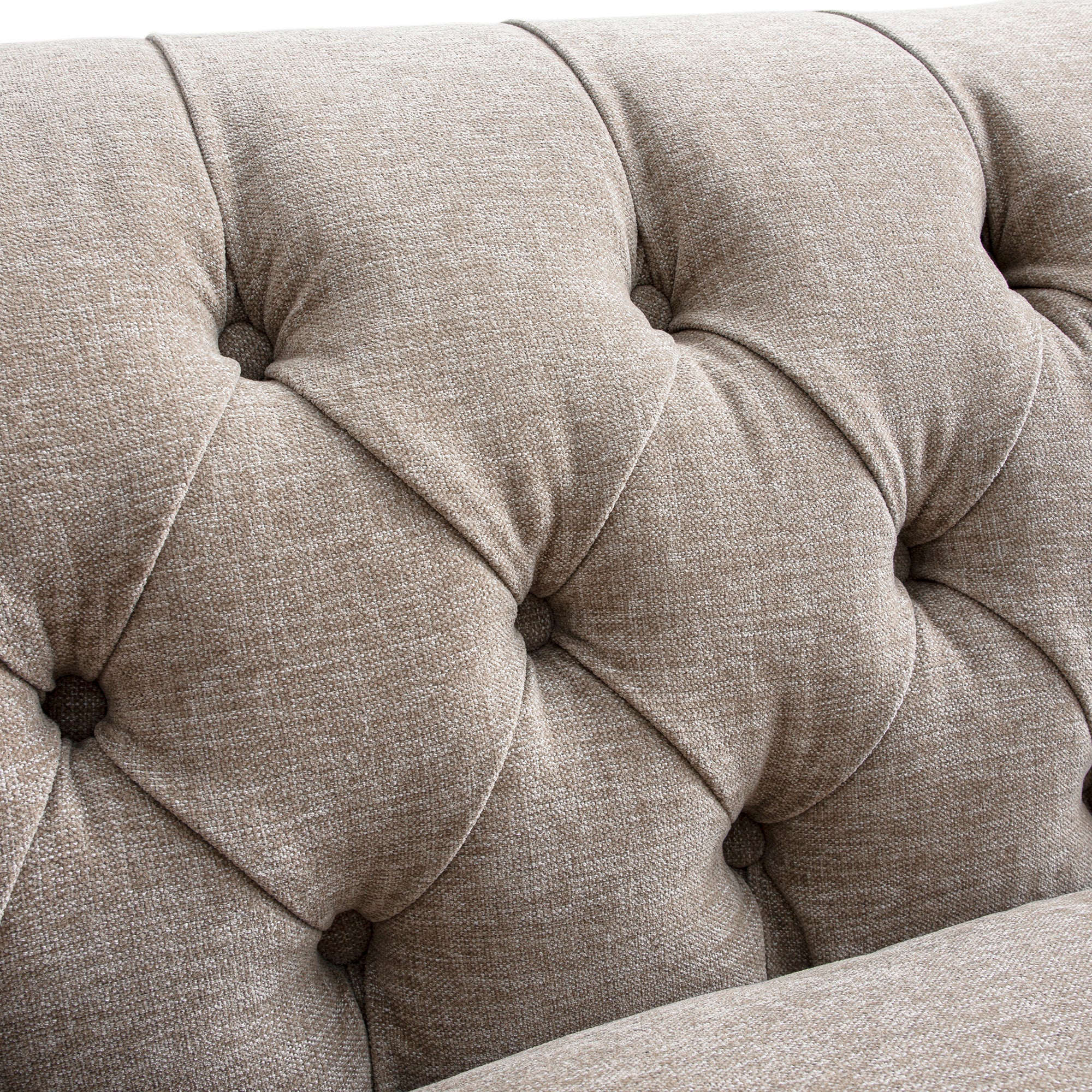 Ashby Chesterfield Large 3-Seater Sofa, Taupe Chenille - Image 17