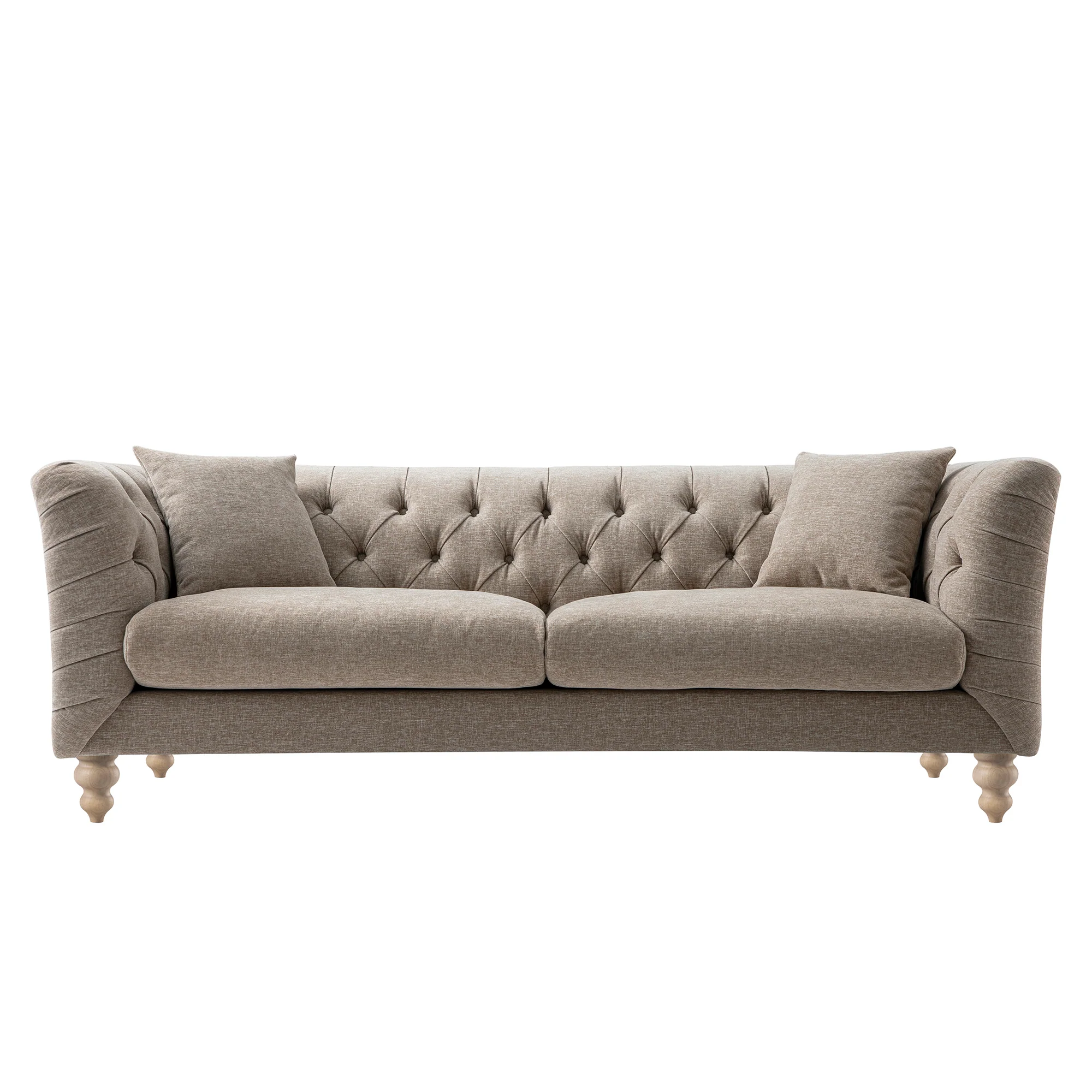 Ashby Chesterfield Large 3-Seater Sofa, Taupe Chenille - Image 8