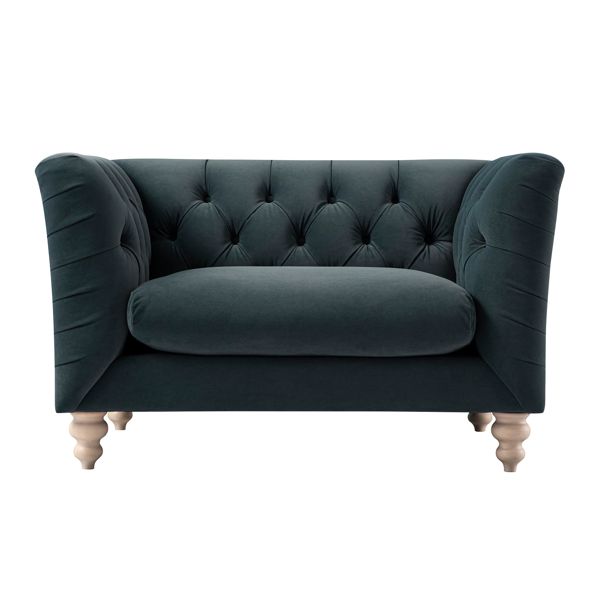 Ashby Chesterfield Loveseat, Aegean Blue Velvet - Image 10