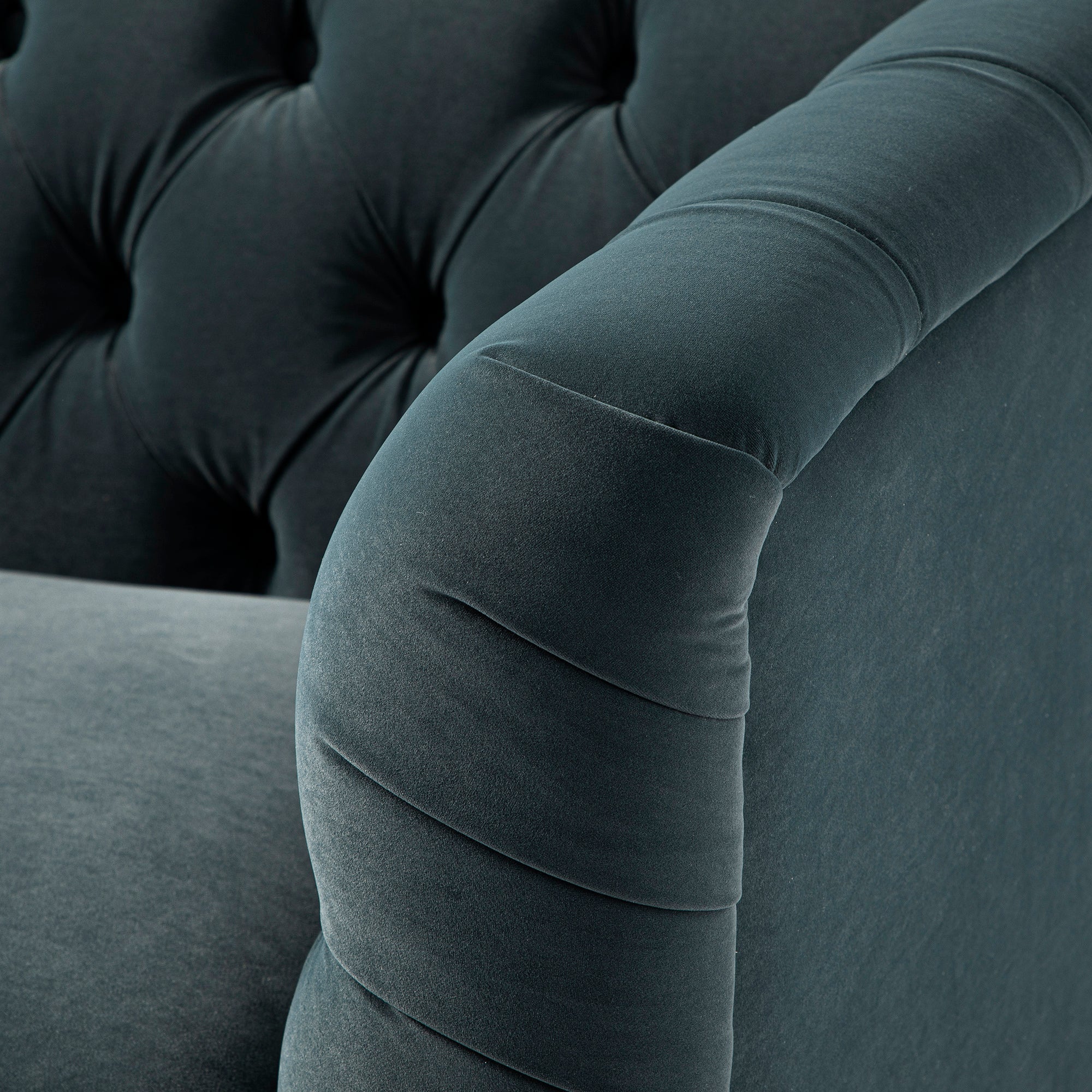 Ashby Chesterfield Loveseat, Aegean Blue Velvet - Image 18