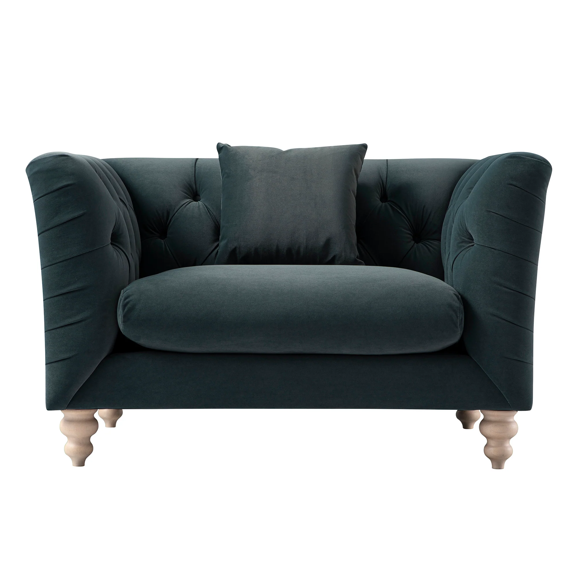Ashby Chesterfield Loveseat, Aegean Blue Velvet - Image 7
