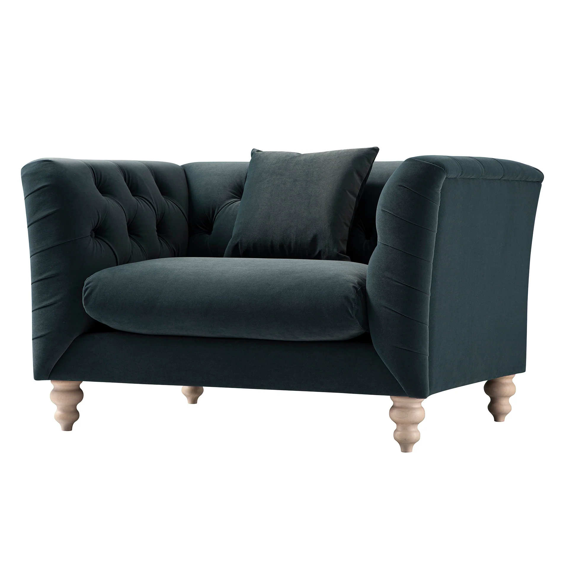 Ashby Chesterfield Loveseat, Aegean Blue Velvet - Image 8