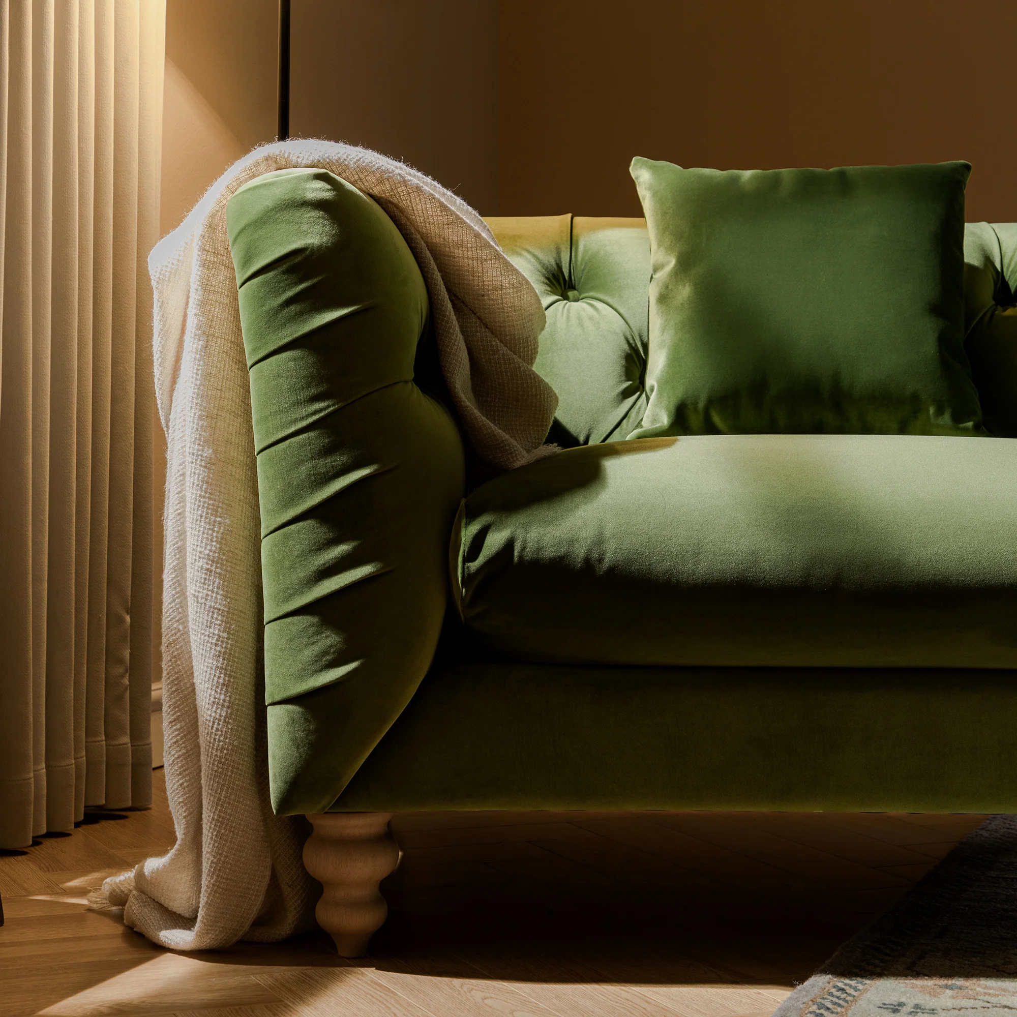 Ashby Chesterfield Loveseat, Fern Green Velvet - Image 5