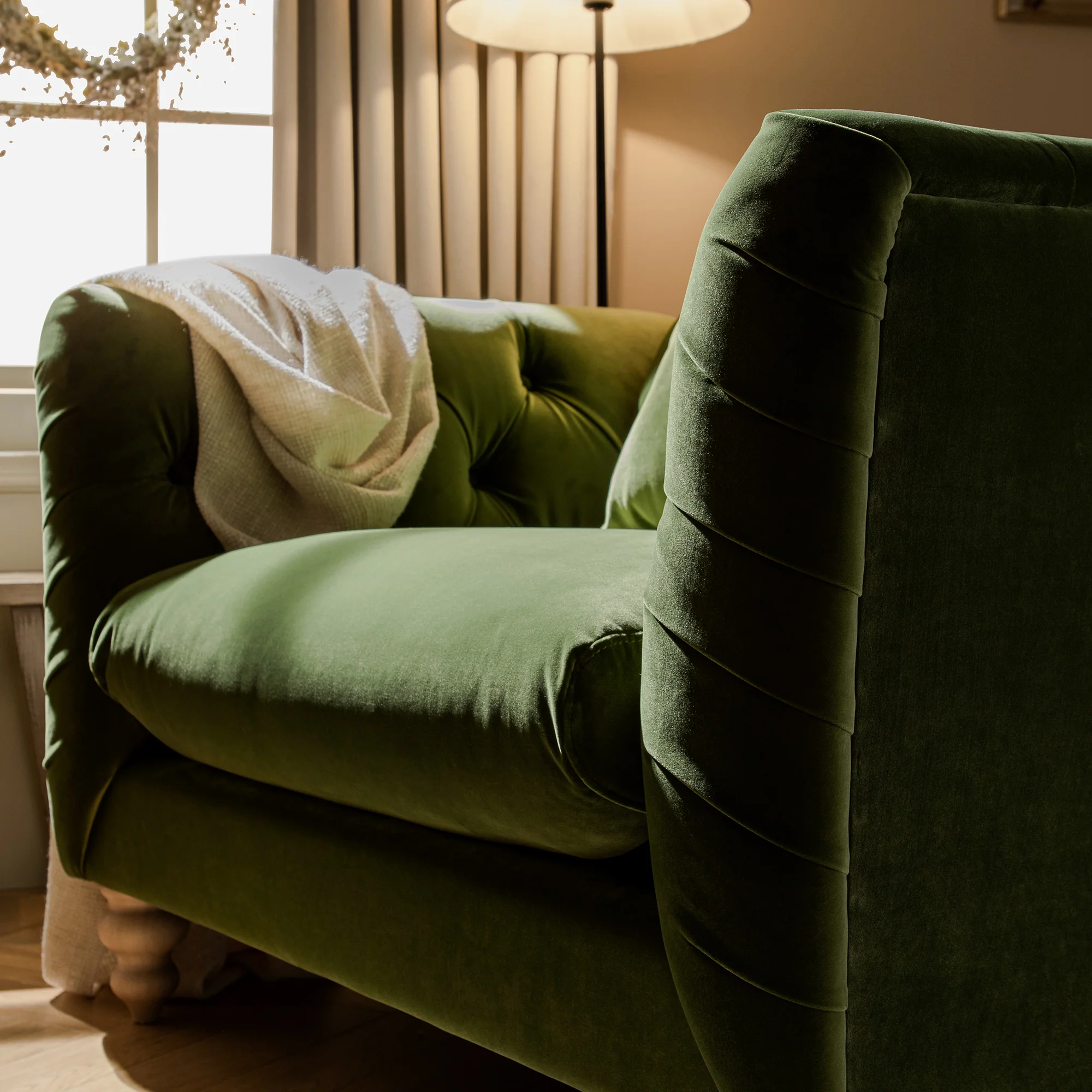 Ashby Chesterfield Loveseat, Fern Green Velvet - Image 6
