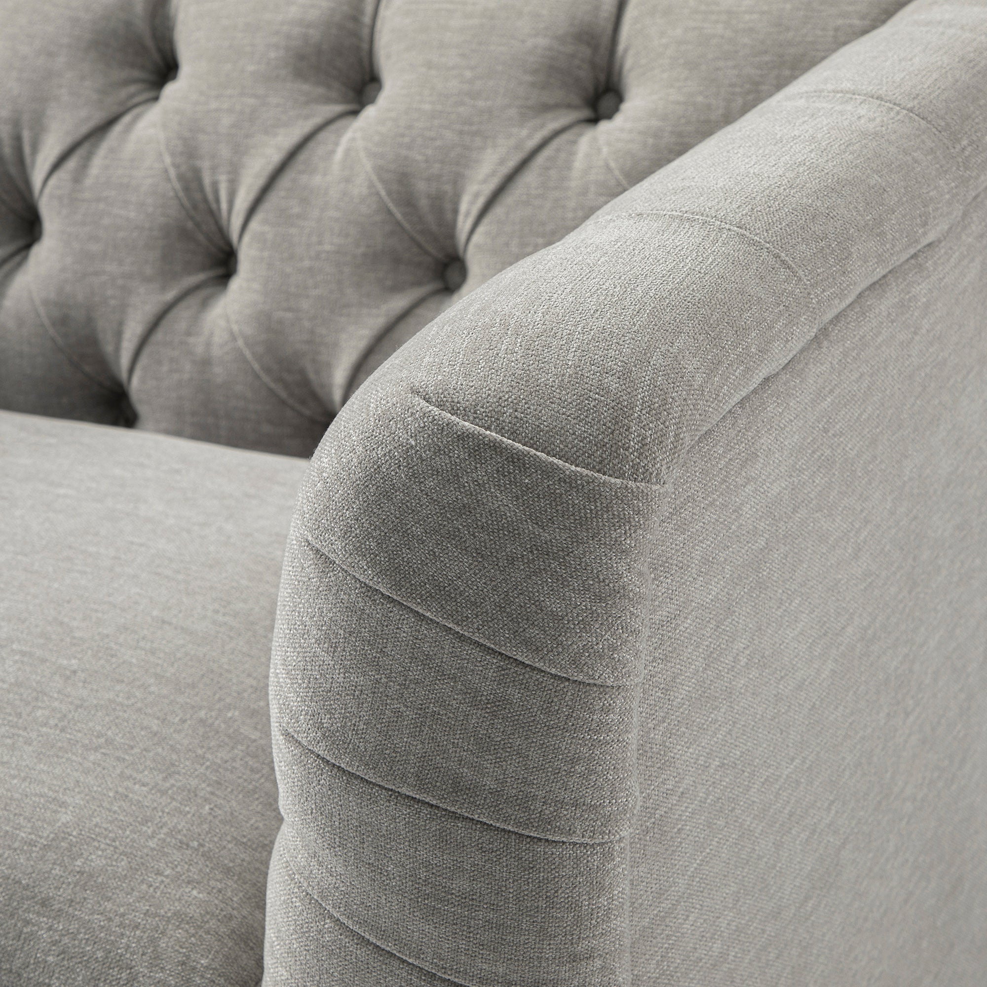 Ashby Chesterfield Loveseat, Mist Grey Chenille - Image 17