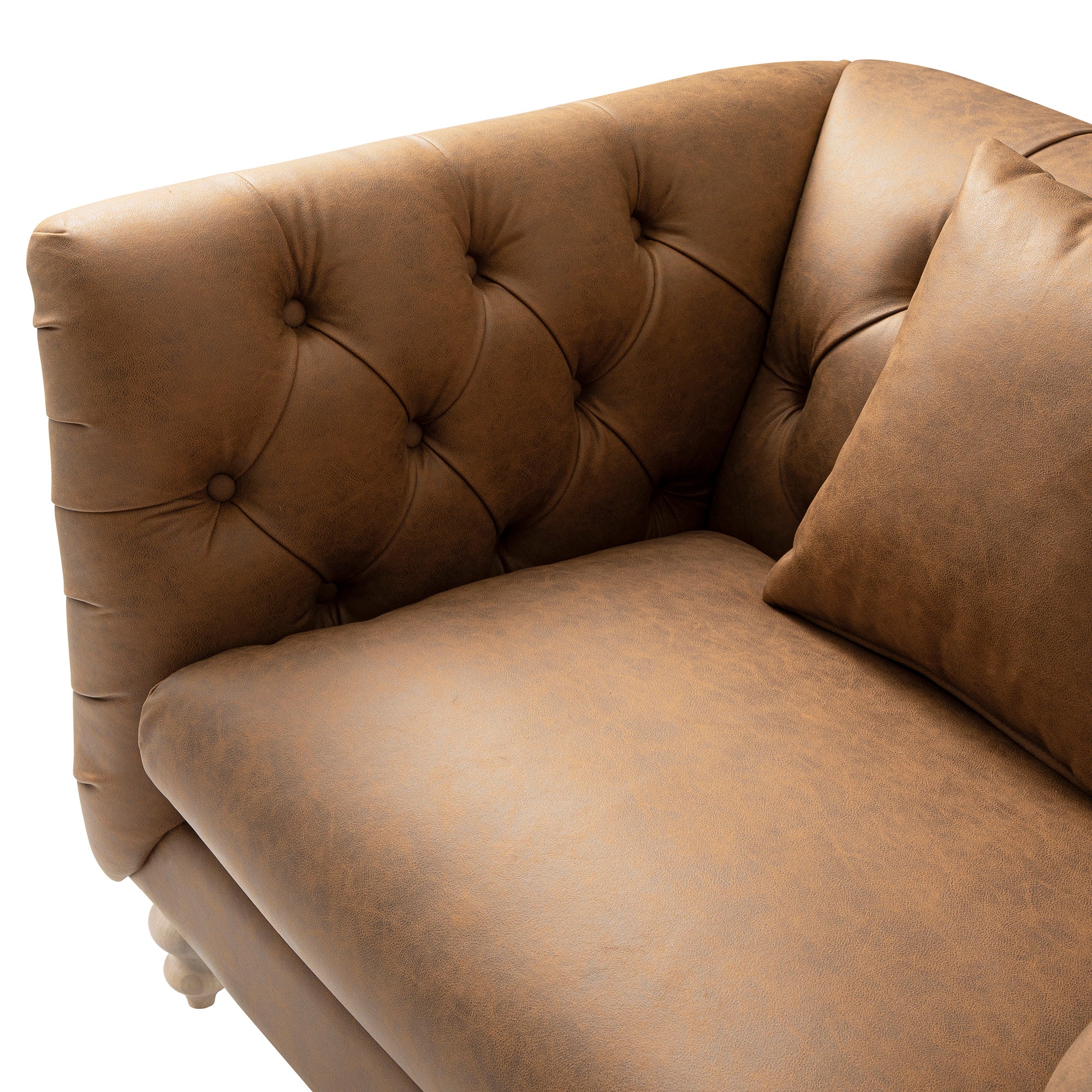 Ashby Chesterfield Loveseat, Tan Faux Leather - Image 17