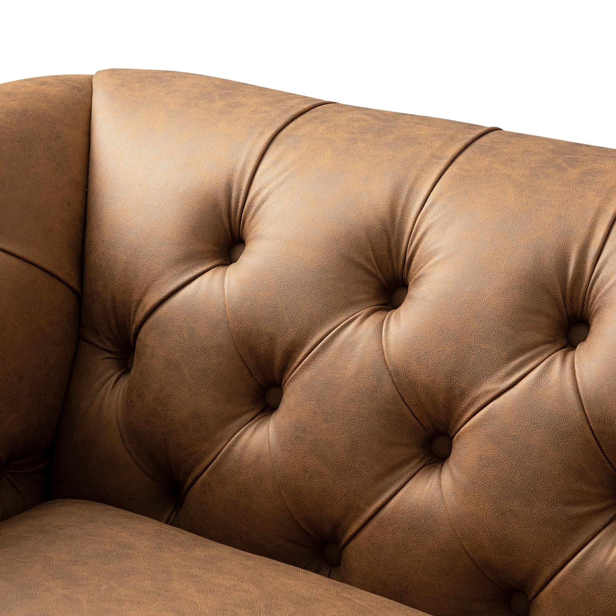 Ashby Chesterfield Loveseat, Tan Faux Leather - Image 18