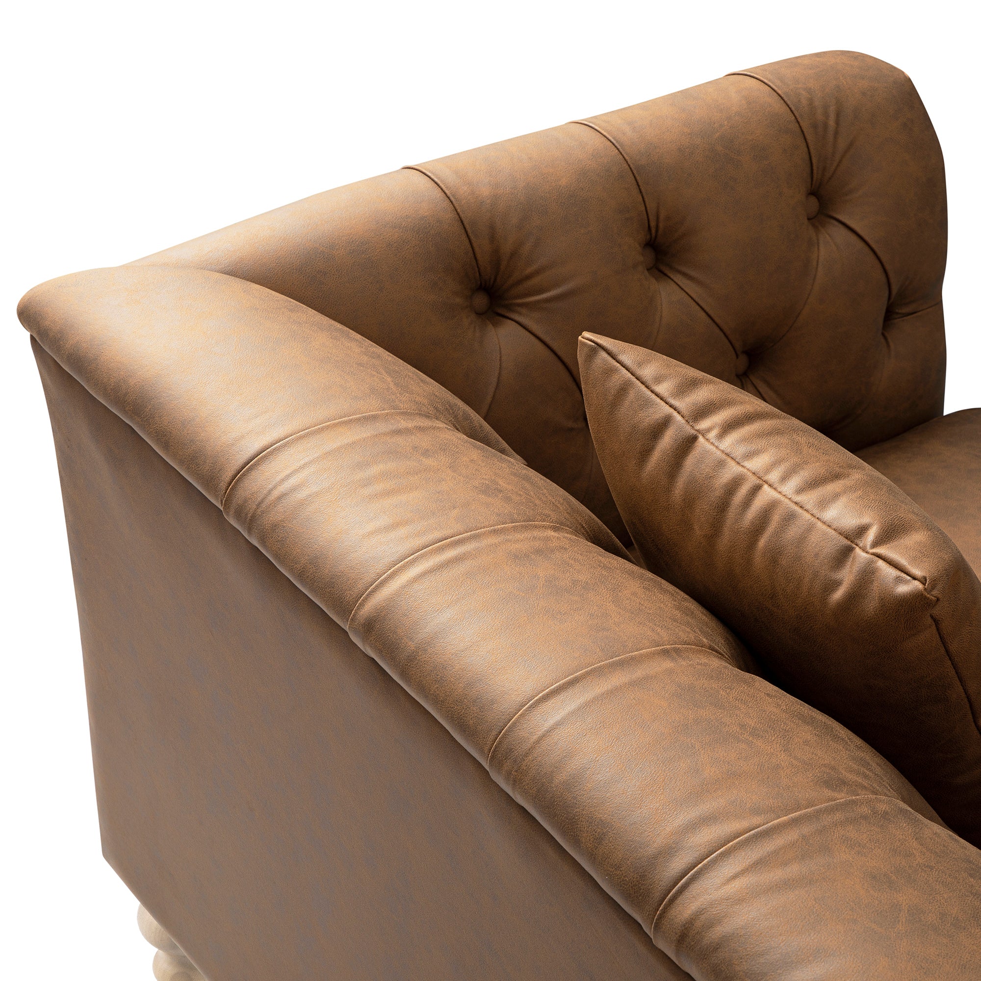 Ashby Chesterfield Loveseat, Tan Faux Leather - Image 19