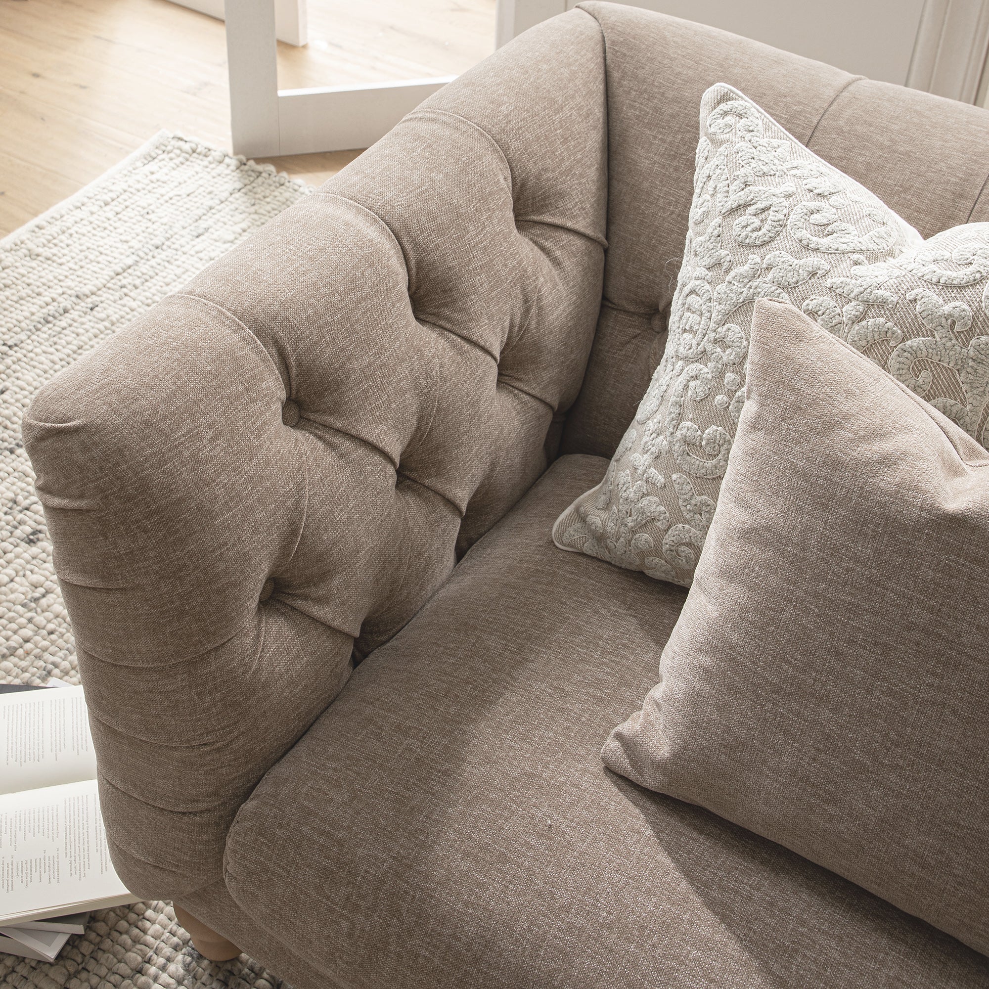 Ashby Chesterfield Loveseat, Taupe Chenille - Image 5