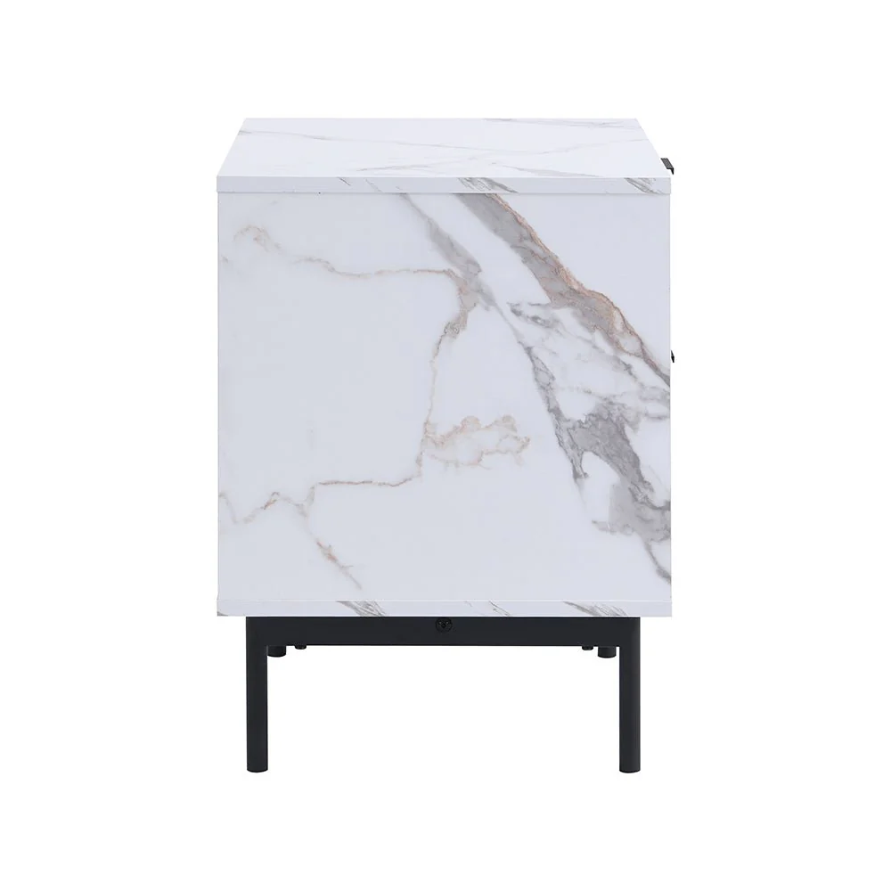 Aspen Oak and Marble Effect 2-Drawer Bedside Table - Image 9