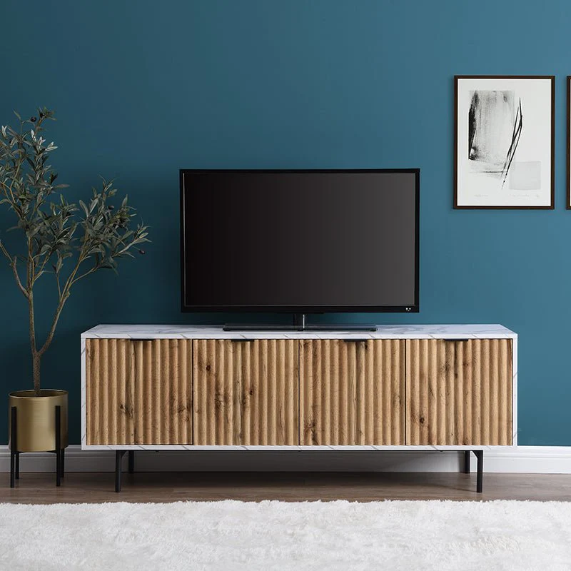Aspen Oak and Marble Effect 150cm Wide TV Unit - Image 4