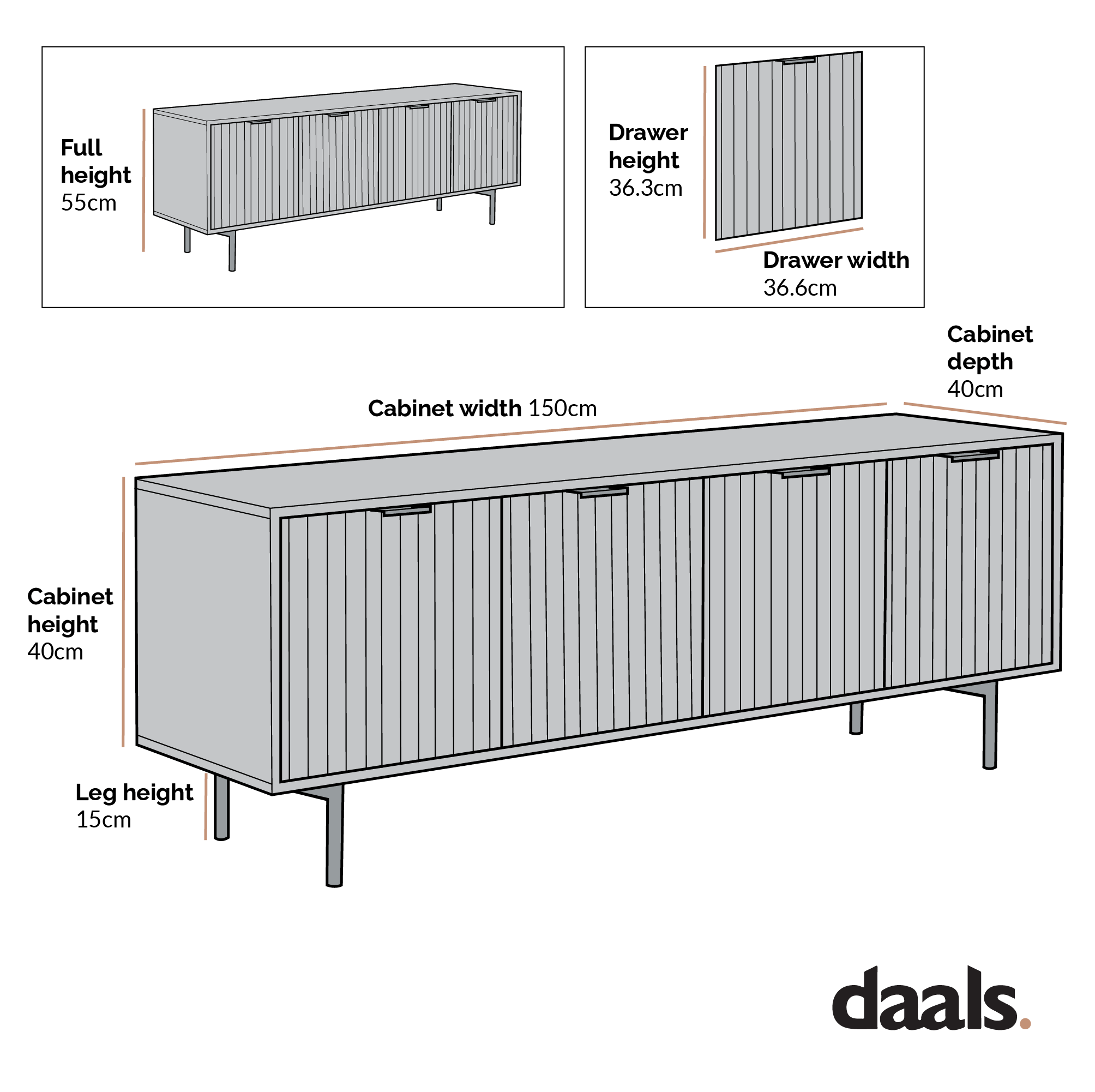 Aspen Oak and Marble Effect 150cm Wide TV Unit - Image 8