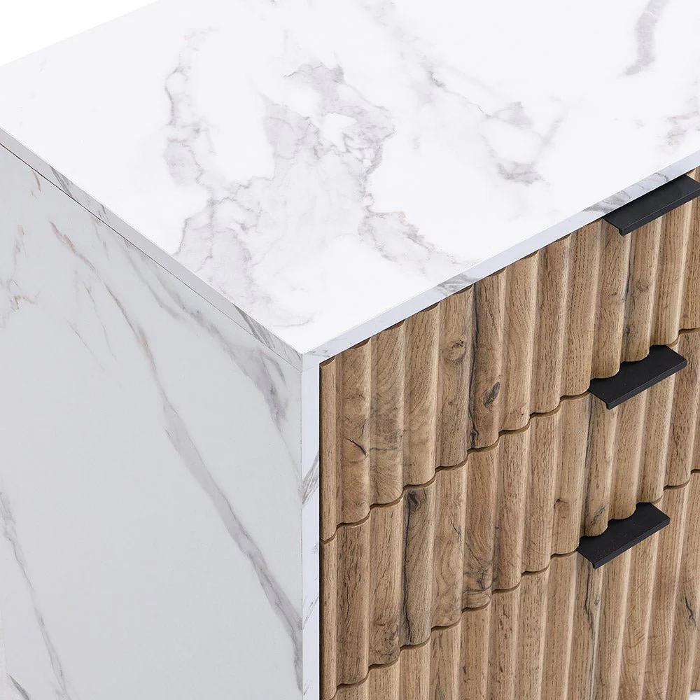 Aspen Oak and Marble Effect 6-Drawer Chest of Drawers - Image 13