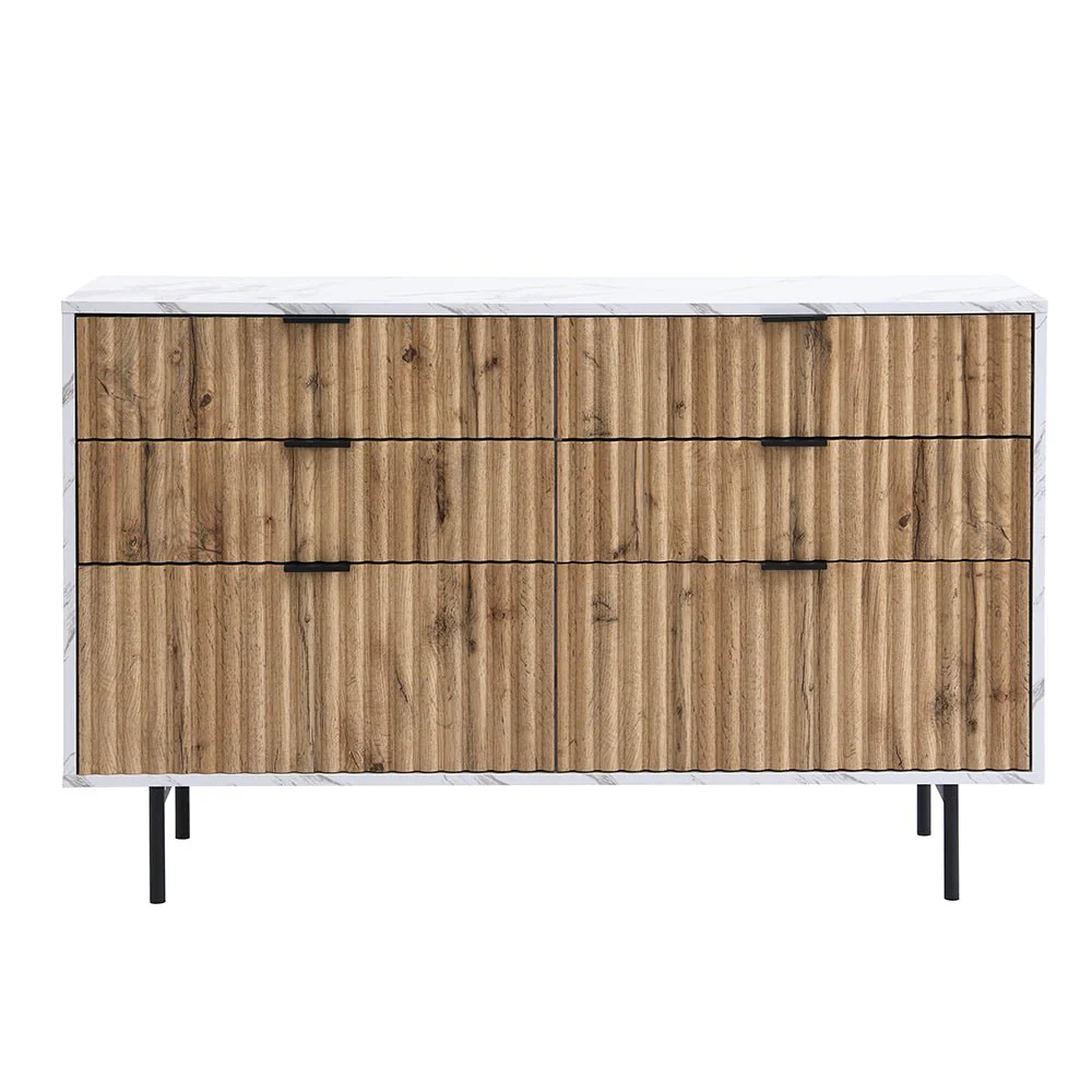Aspen Oak and Marble Effect 6-Drawer Chest of Drawers - Image 6