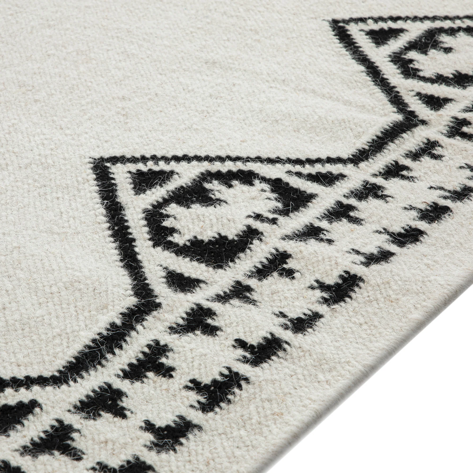 Atlan Cream & Black Handwoven Wool Rug - Image 5