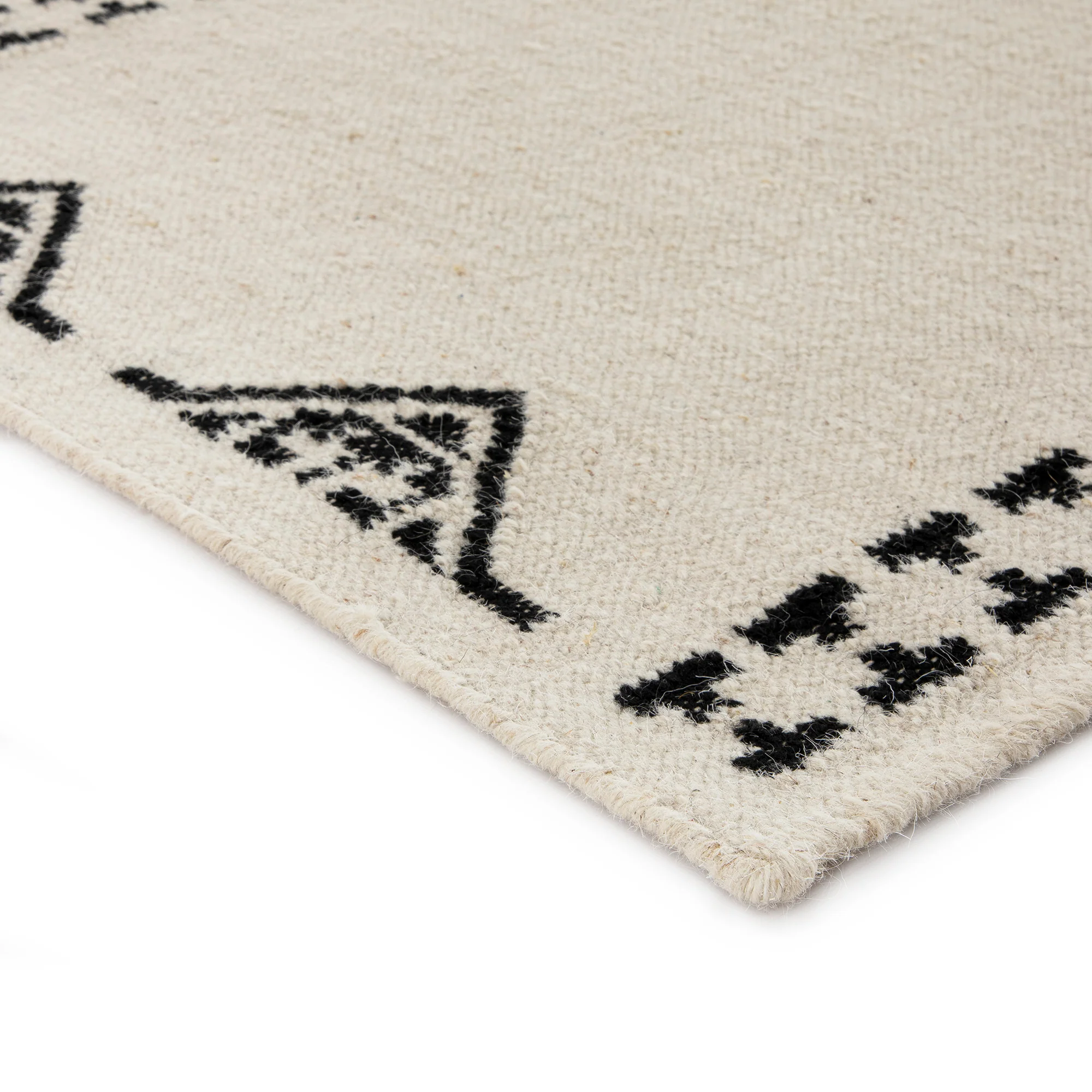 Atlan Cream & Black Handwoven Wool Runner - Image 5