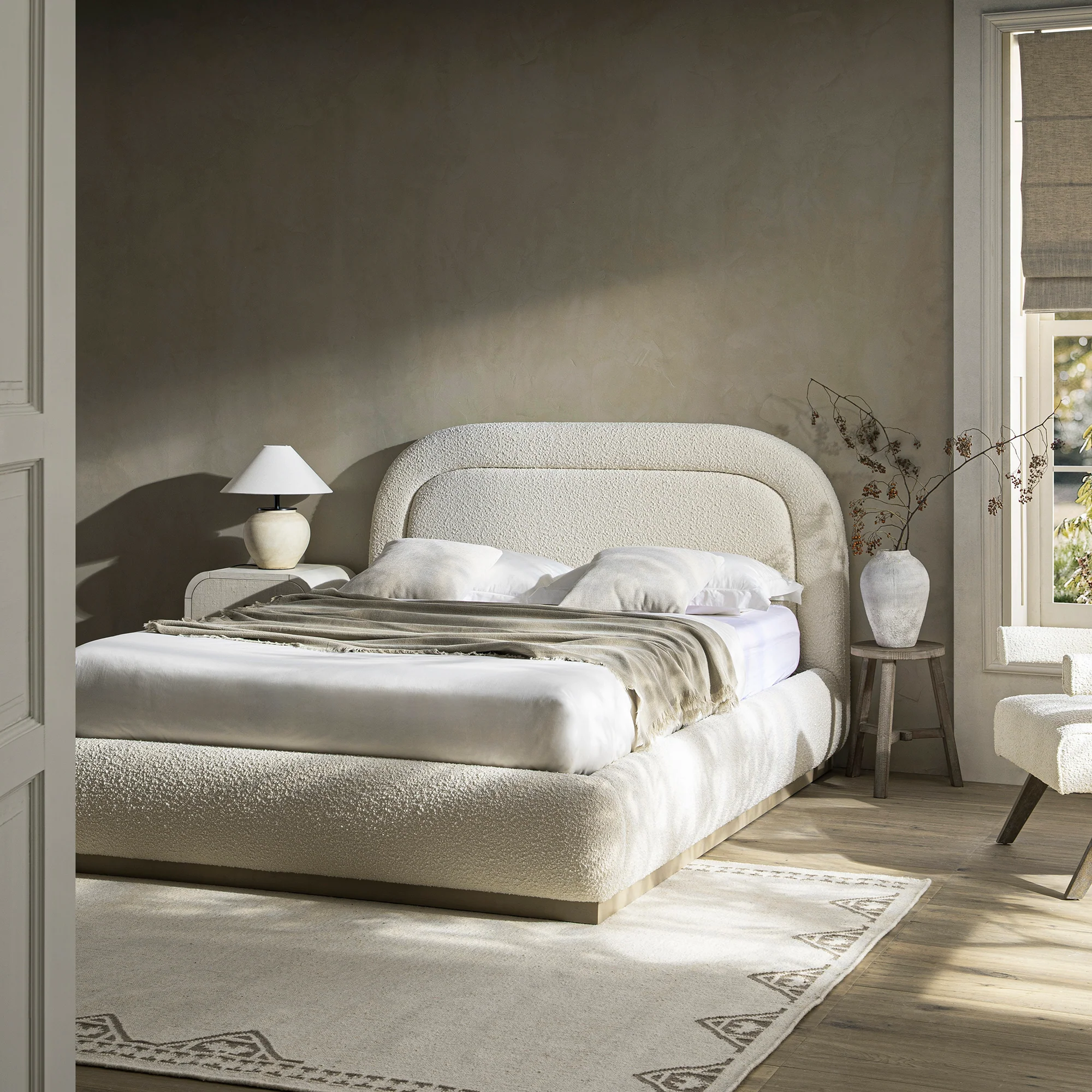 Atlan Cream & Taupe Handwoven Wool Rug - Image 2
